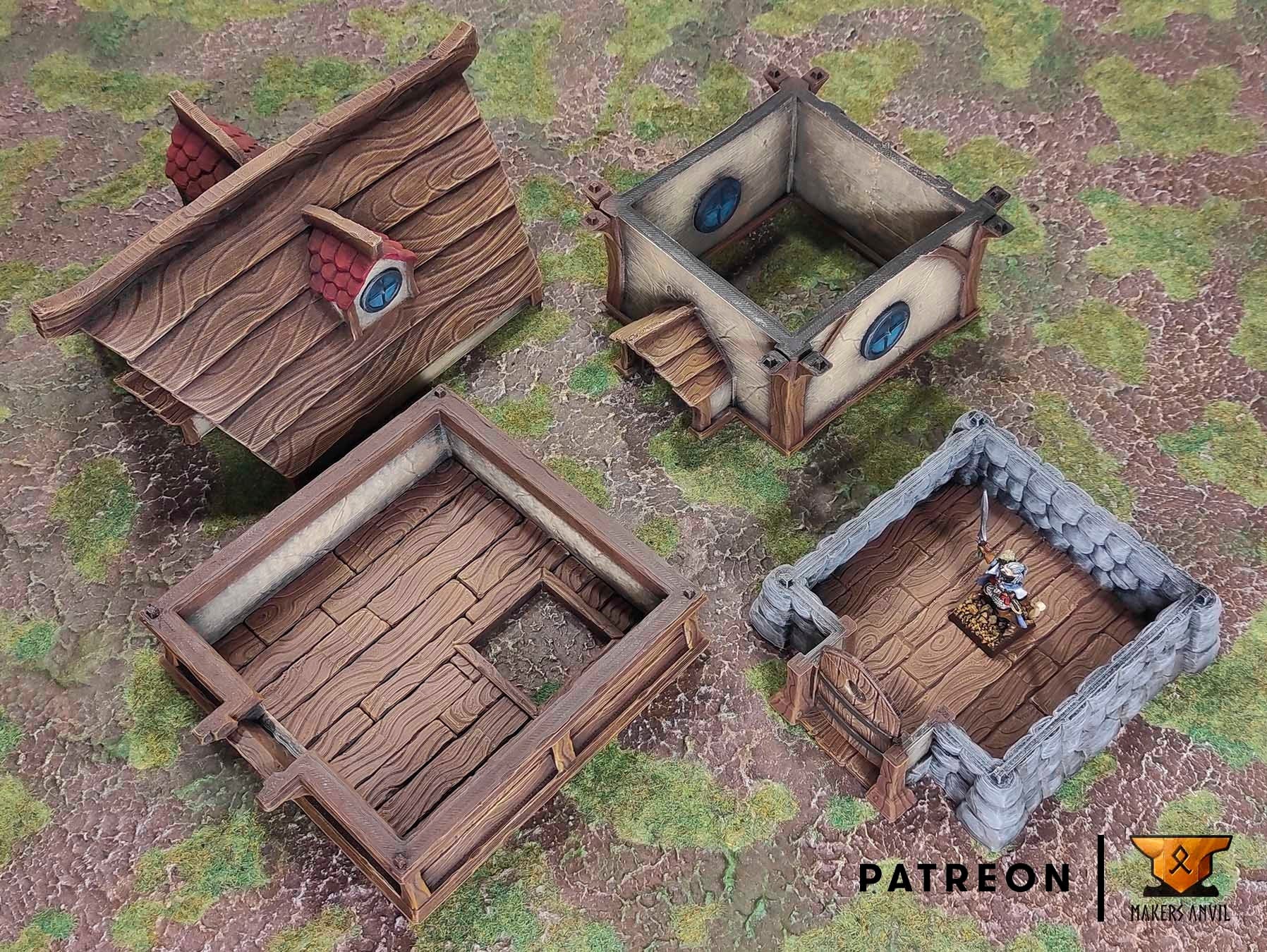 Fisherman House Terrain Scenery | Makers Anvil | Roleplaying 3D Printed Fantasy Scenery | Miniature Building Terrain TTRPG - 3DPrintDen