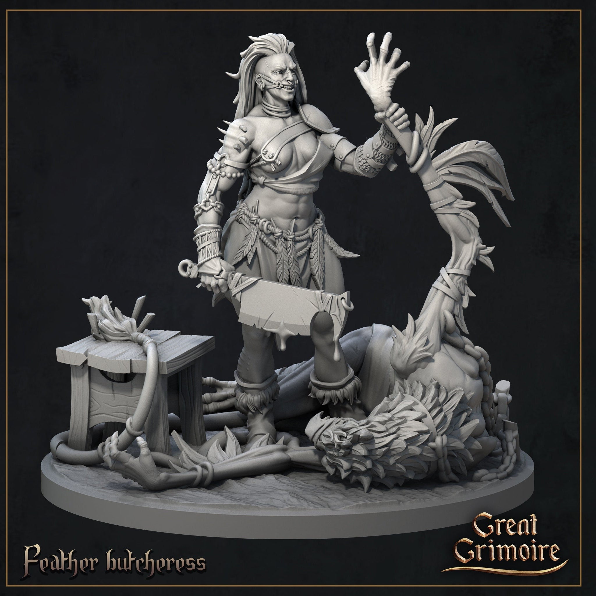 Bird Butcher Miniature | Tabletop RPG Miniature | Great Grimoire | Roleplaying 3D Printed Fantasy Mini - 3DPrintDen