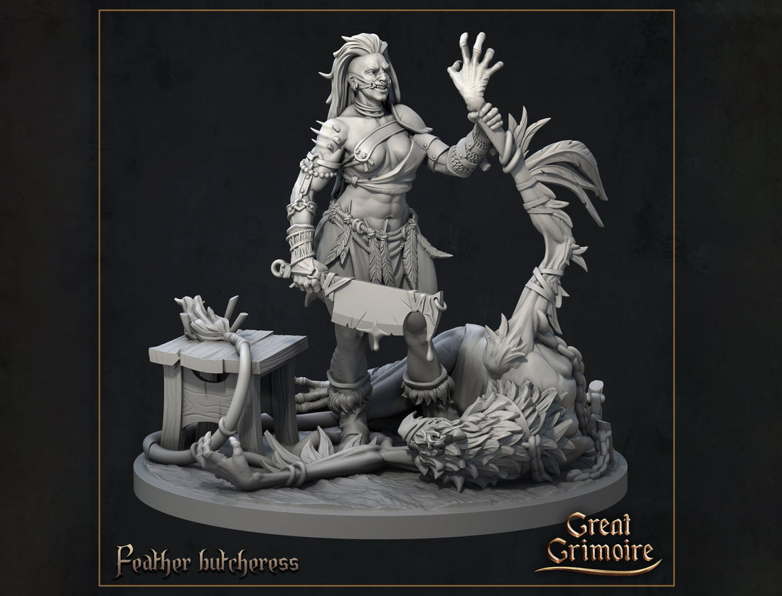 Bird Butcher Miniature | Tabletop RPG Miniature | Great Grimoire | Roleplaying 3D Printed Fantasy Mini - 3DPrintDen