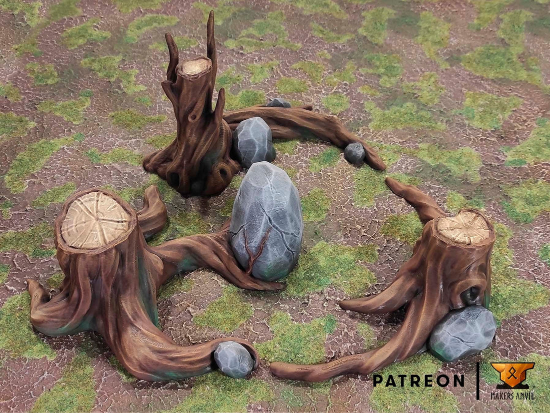 Magical Forest Tree Circle Terrain Scenery | Makers Anvil | Roleplaying 3D Printed Fantasy Scenery | Miniature Building Terrain TTRPG - 3DPrintDen