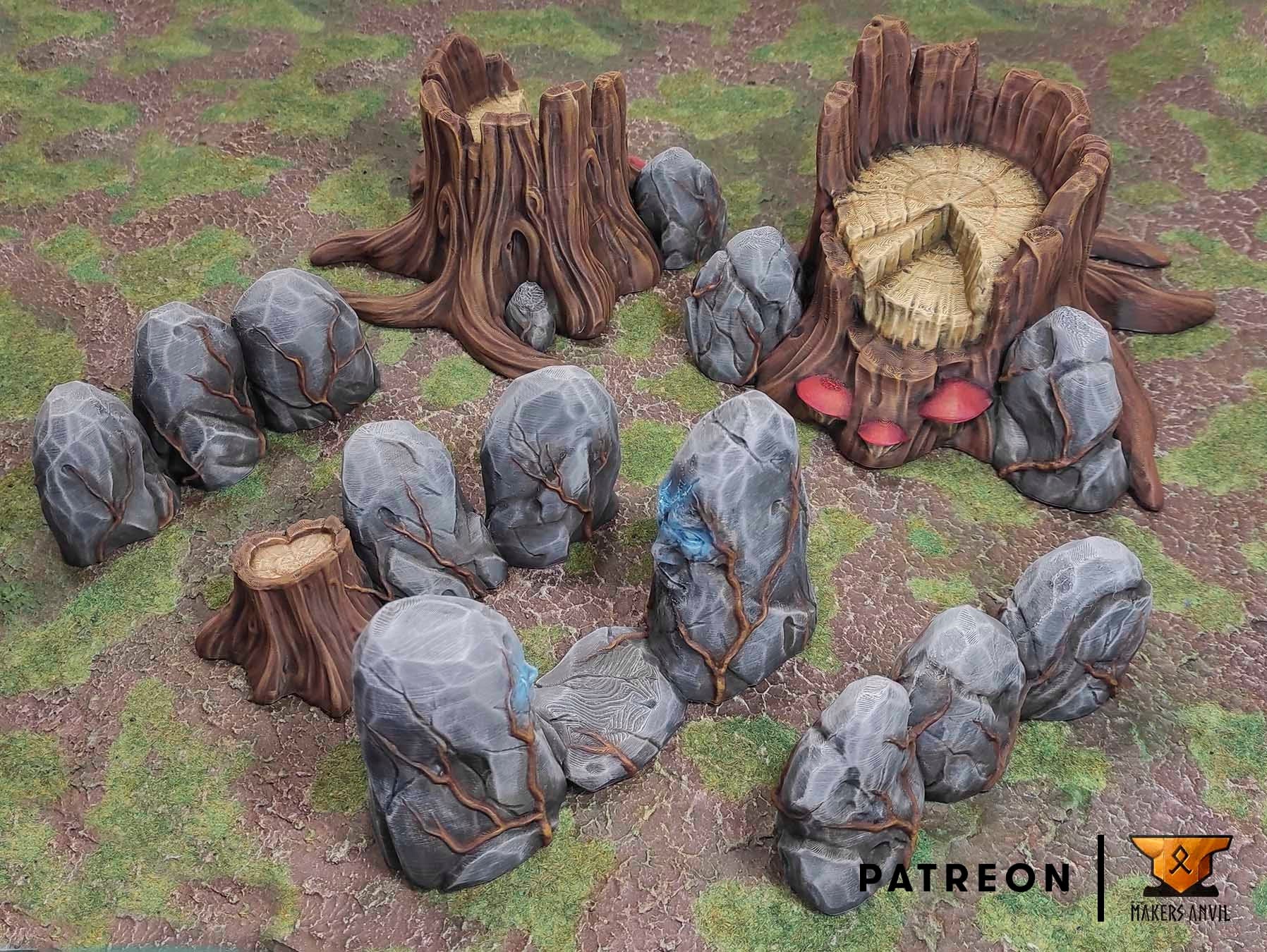 Magical Forest Wall Terrain Scenery | Makers Anvil | Roleplaying 3D Printed Fantasy Scenery | Miniature Building Terrain TTRPG - 3DPrintDen