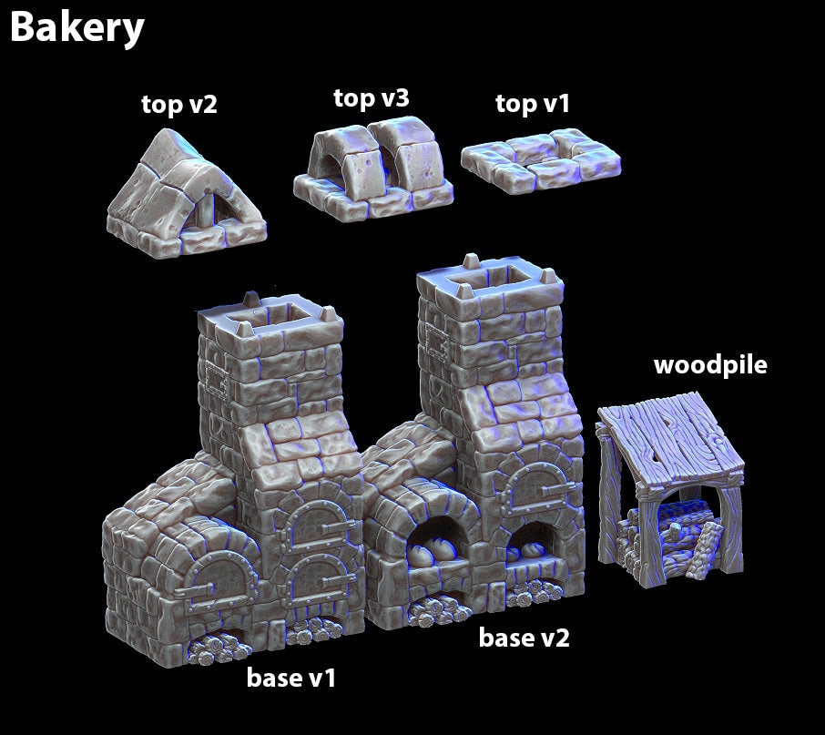 Bakery Medieval Building | Roleplaying 3D Printed Fantasy Scenery | Black Scrolls Games | Miniature Building Terrain TTRPG - 3DPrintDen