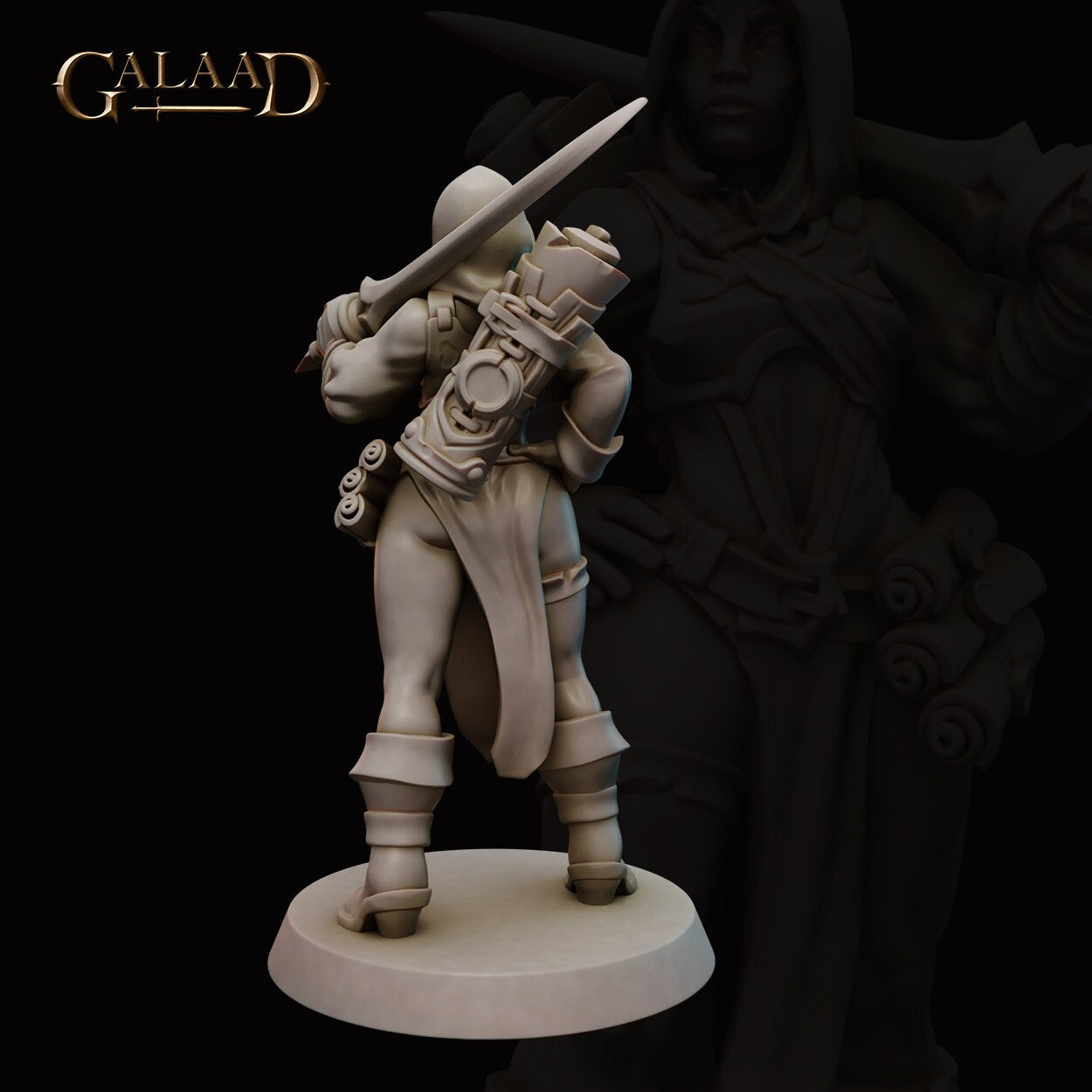 Female Battle Mage Rabbitfolk Miniature | Tabletop RPG Miniature | Galaad Miniatures | Roleplaying 3D Printed Fantasy Mini - 3DPrintDen