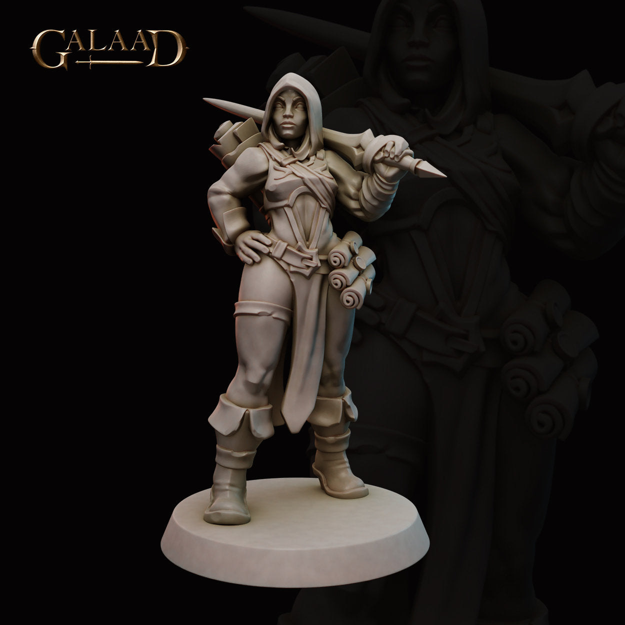 Female Battle Mage Rabbitfolk Miniature | Tabletop RPG Miniature | Galaad Miniatures | Roleplaying 3D Printed Fantasy Mini - 3DPrintDen