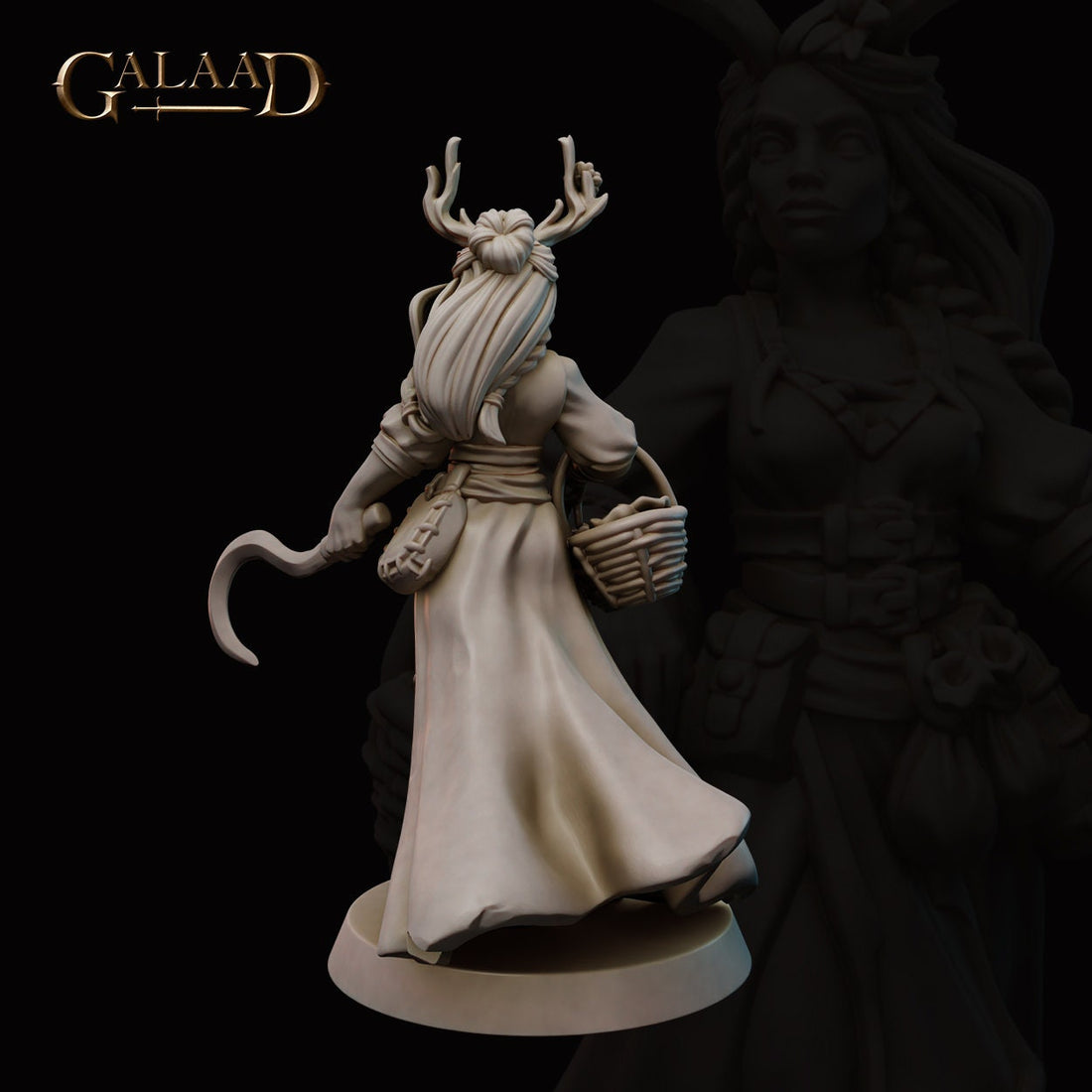 Female Druid Miniature | Tabletop RPG Miniature | Galaad Miniatures | Roleplaying 3D Printed Fantasy Mini - 3DPrintDen