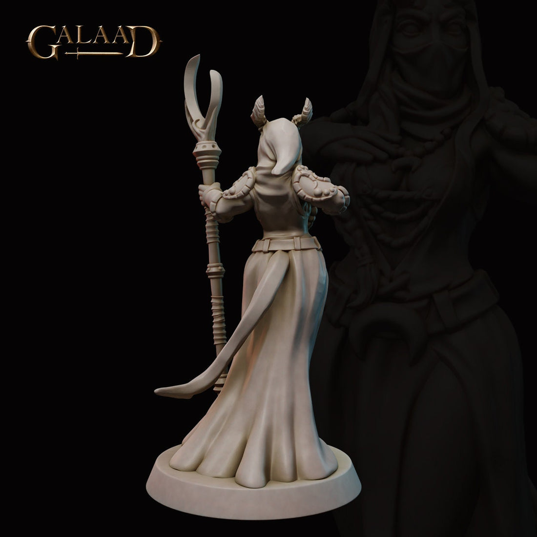 Female Tiefling Mage Miniature | Tabletop RPG Miniature | Galaad Miniatures | Roleplaying 3D Printed Fantasy Mini - 3DPrintDen