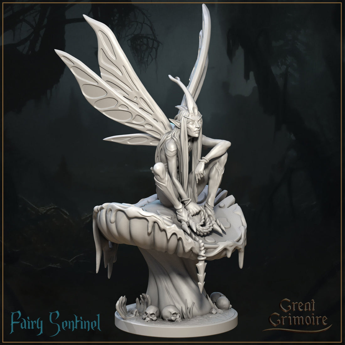 Fairy Sentinel Miniature | Tabletop RPG Miniature | Great Grimoire | Roleplaying 3D Printed Fantasy Mini - 3DPrintDen