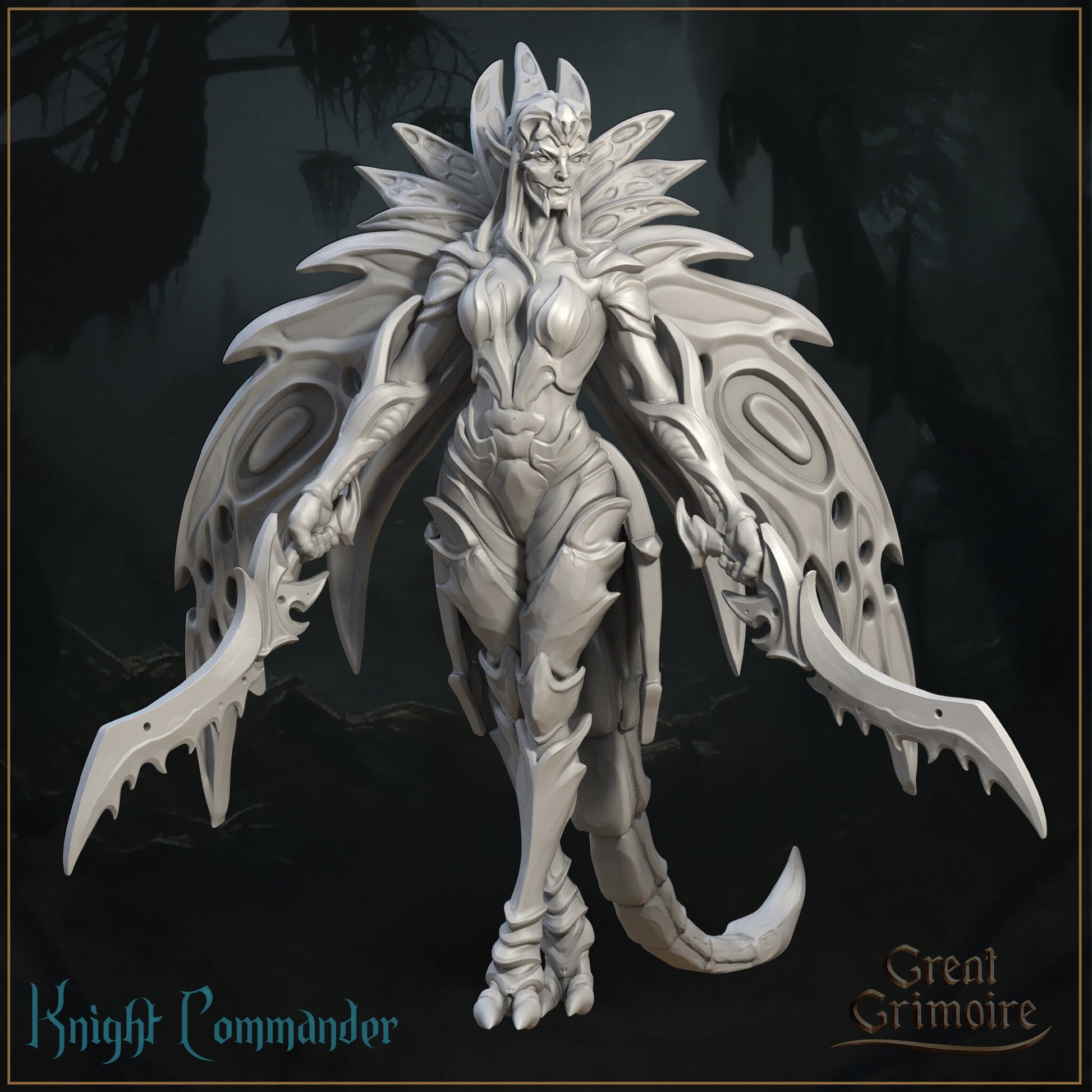 Fairy Knight Commander Miniature | Tabletop RPG Miniature | Great Grimoire | Roleplaying 3D Printed Fantasy Mini - 3DPrintDen