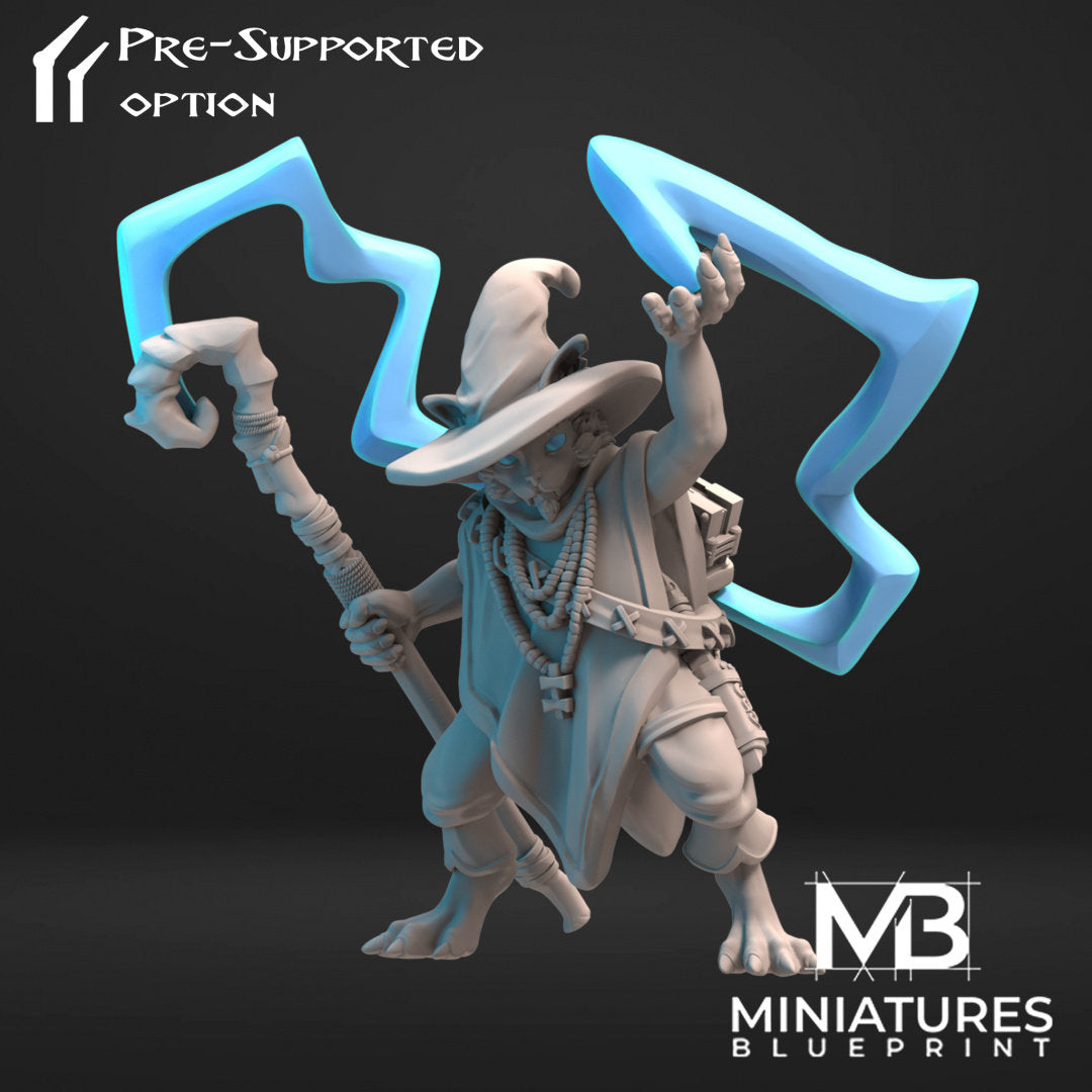 Catfolk Mage Miniature | Tabletop RPG Miniature | Miniatures Blueprint | Roleplaying 3D Printed Fantasy Mini - 3DPrintDen