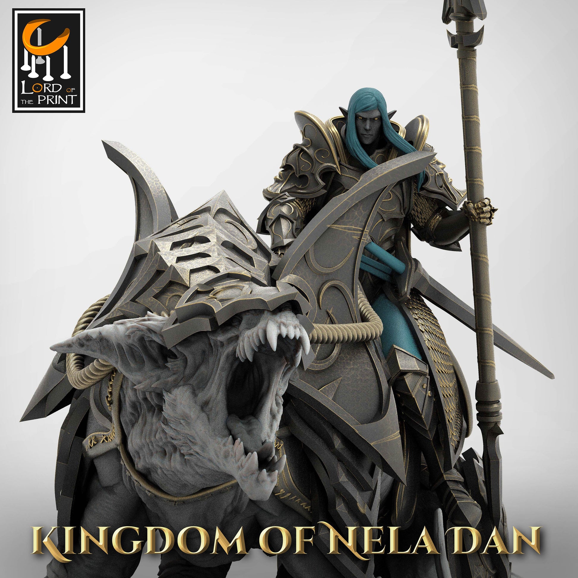 Elf Lord Mounted Miniature, Velir | Tabletop RPG Miniature | Rescale Miniature | Roleplaying 3D Printed Fantasy Mini - 3DPrintDen