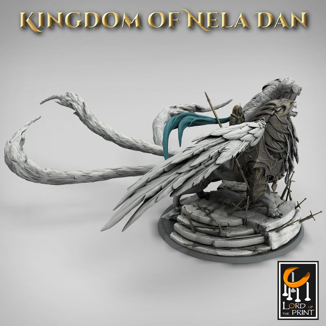 Elf Queen Mounted Miniature | Tabletop RPG Miniature | Rescale Miniature | Roleplaying 3D Printed Fantasy Mini - 3DPrintDen