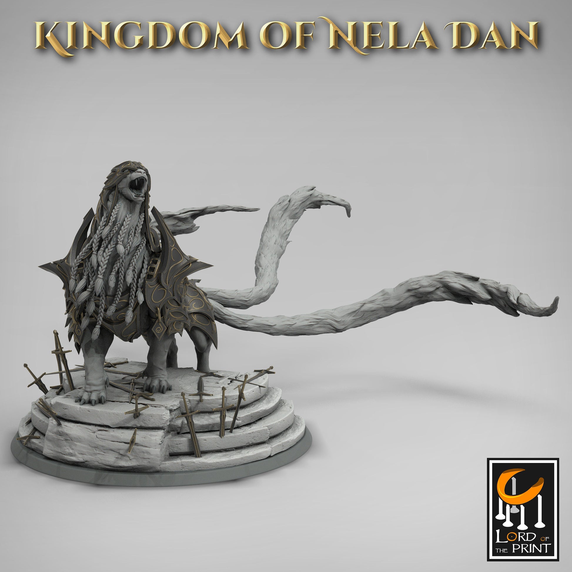 Elf Queen Mounted Miniature | Tabletop RPG Miniature | Rescale Miniature | Roleplaying 3D Printed Fantasy Mini - 3DPrintDen