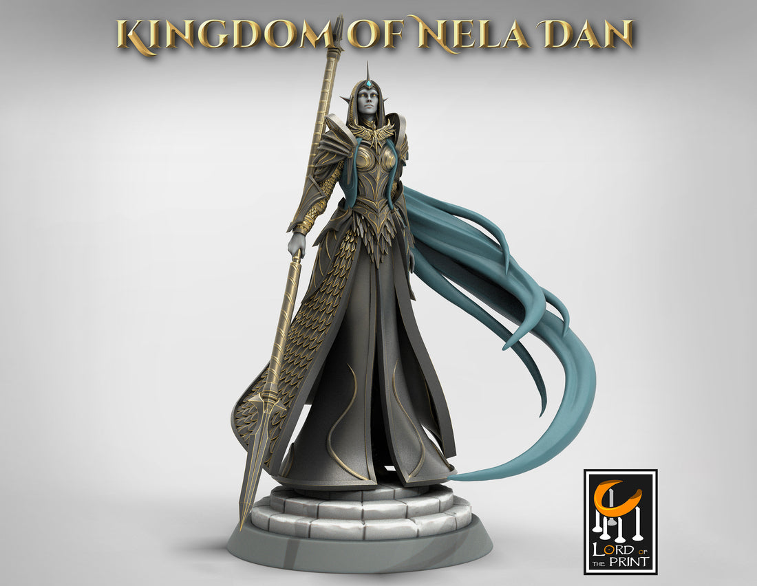 Elf Queen Miniature, Mirosi | Tabletop RPG Miniature | Rescale Miniature | Roleplaying 3D Printed Fantasy Mini - 3DPrintDen