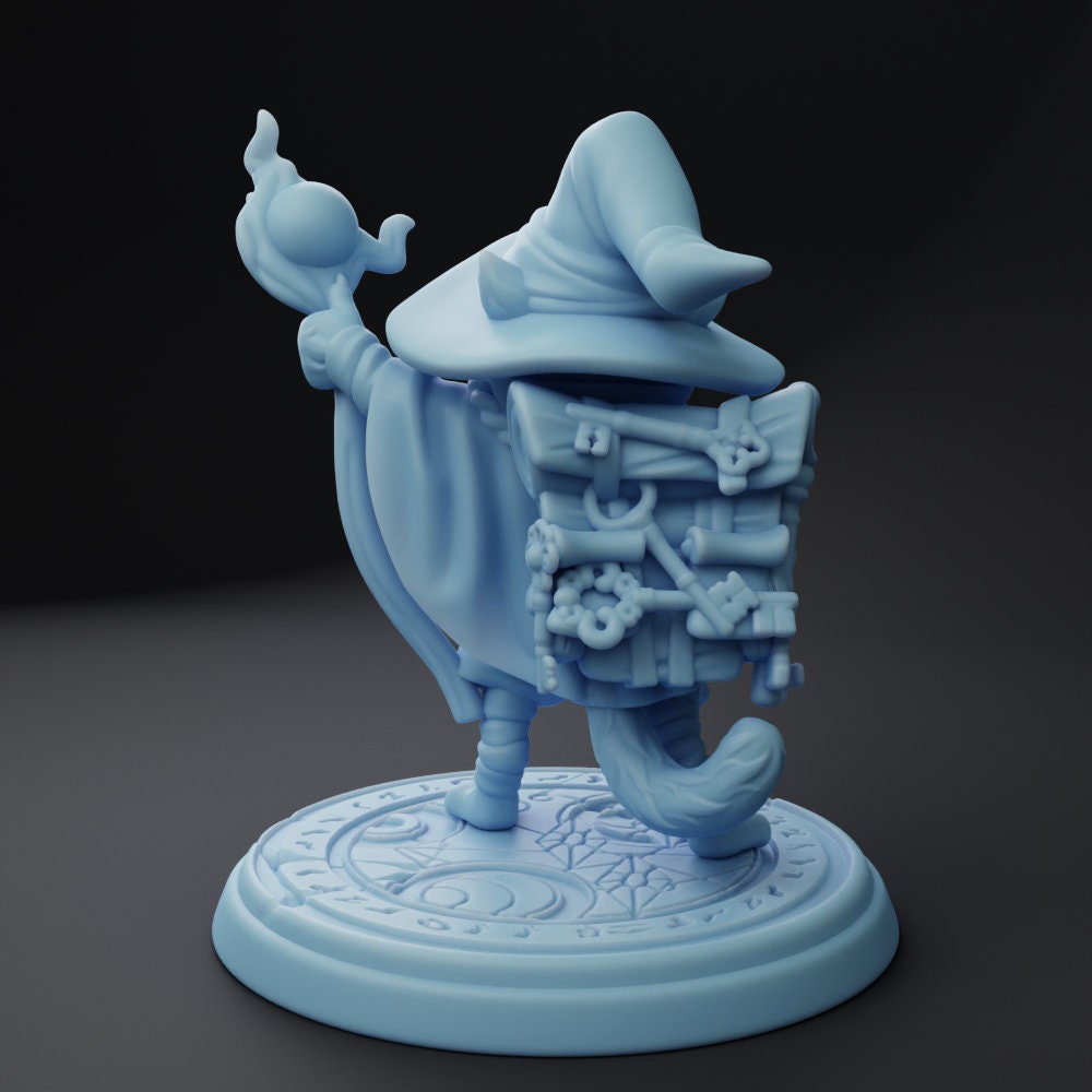 Tabaxi Wizard Miniature, Callum | Twin Goddess Miniatures | Tabletop RPG Miniature | Roleplaying 3D Printed Fantasy Mini - 3DPrintDen