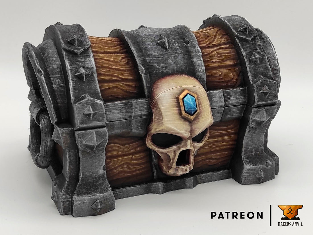 Legendary Chest Dice Box Functional Lock 3D Print | Makers Anvil | Roleplaying 3D Printed Fantasy Scenery | Miniature Building Terrain TTRPG - 3DPrintDen