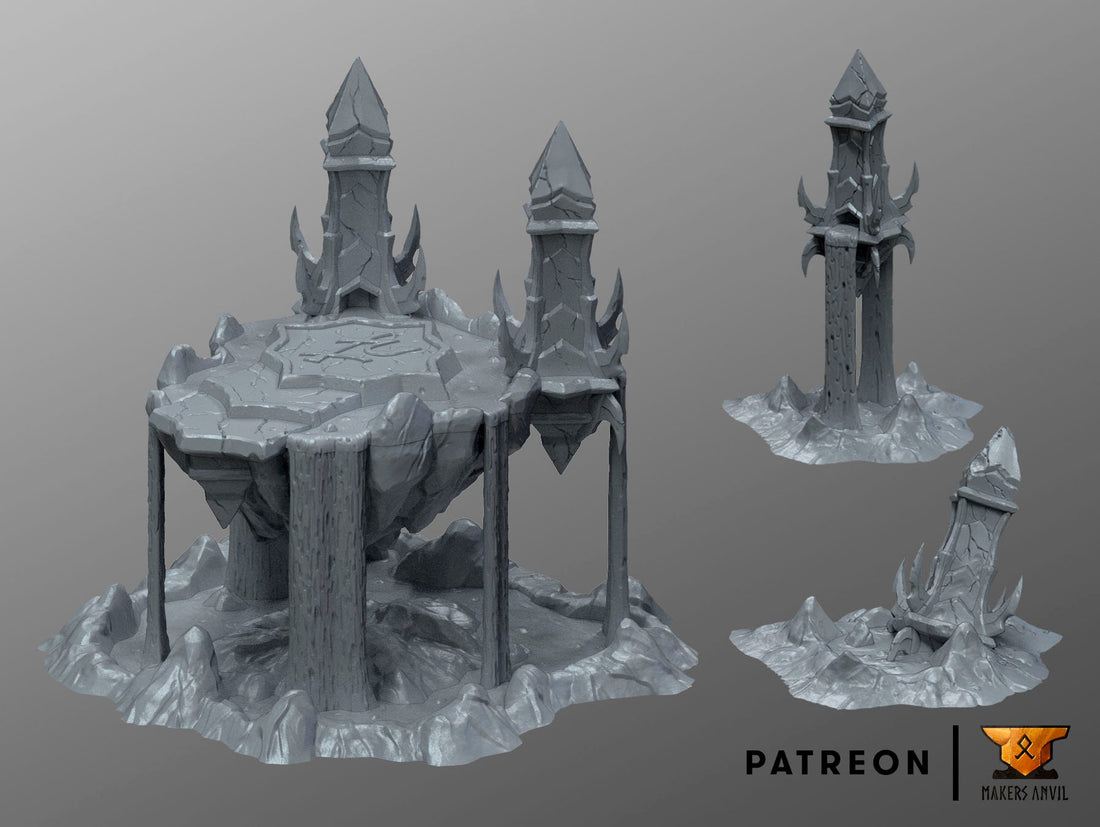 Dark Elf Corrupt Floating Island Terrain Scenery | Makers Anvil | Roleplaying 3D Printed Fantasy Scenery | Miniature Building Terrain TTRPG - 3DPrintDen