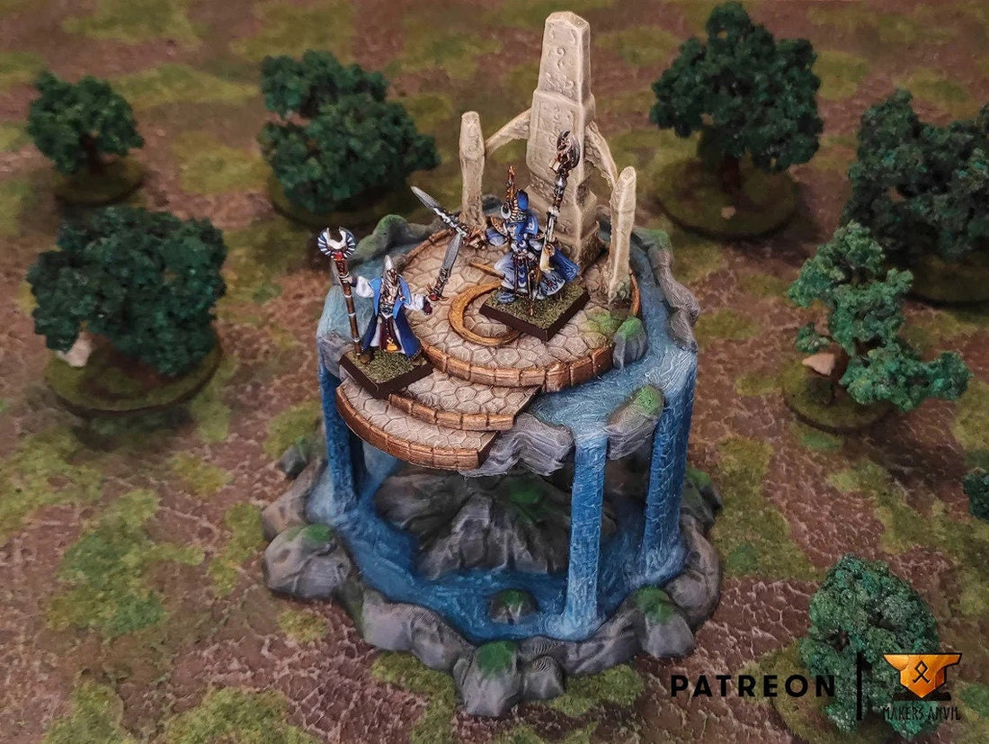 Floating Elven Ruin Island Terrain Scenery | Makers Anvil | Roleplaying 3D Printed Fantasy Scenery | Miniature Building Terrain TTRPG - 3DPrintDen