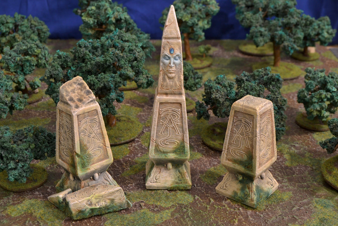 Elven Ruin Pillar Set Terrain Scenery | Makers Anvil | Roleplaying 3D Printed Fantasy Scenery | Miniature Building Terrain TTRPG - 3DPrintDen