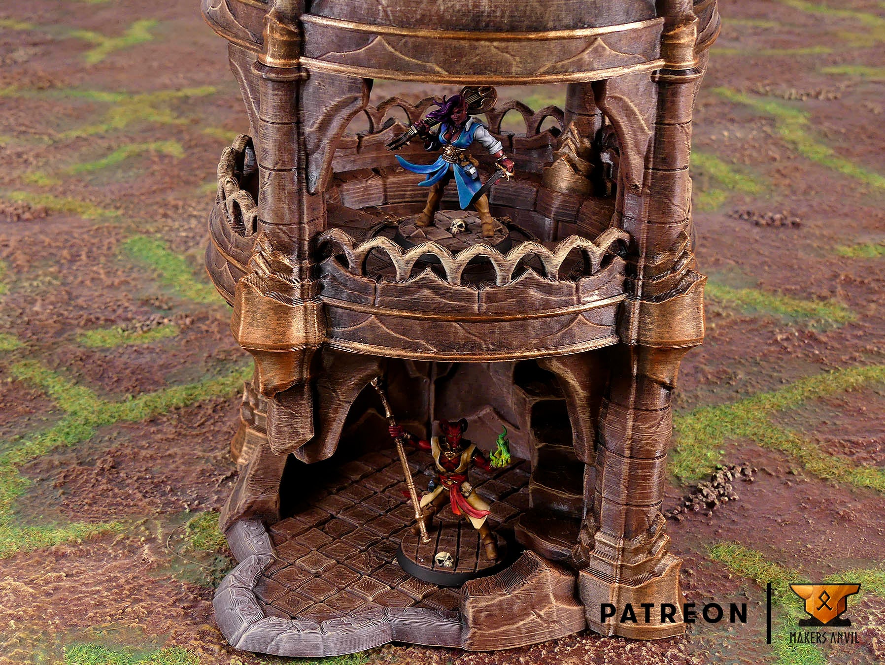 Elven Tower Terrain Scenery | Makers Anvil | Roleplaying 3D Printed Fantasy Scenery | Miniature Building Terrain TTRPG - 3DPrintDen