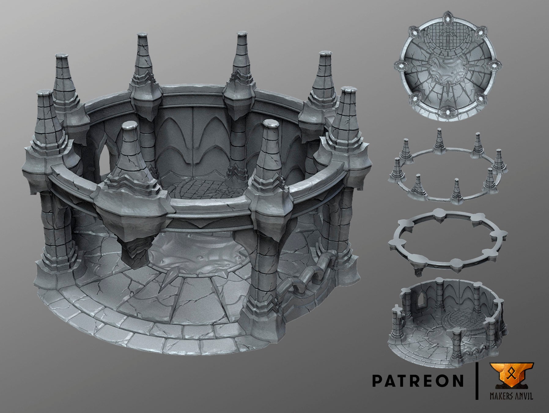 Elven Temple of Baal Terrain Scenery | Makers Anvil | Roleplaying 3D Printed Fantasy Scenery | Miniature Building Terrain TTRPG - 3DPrintDen