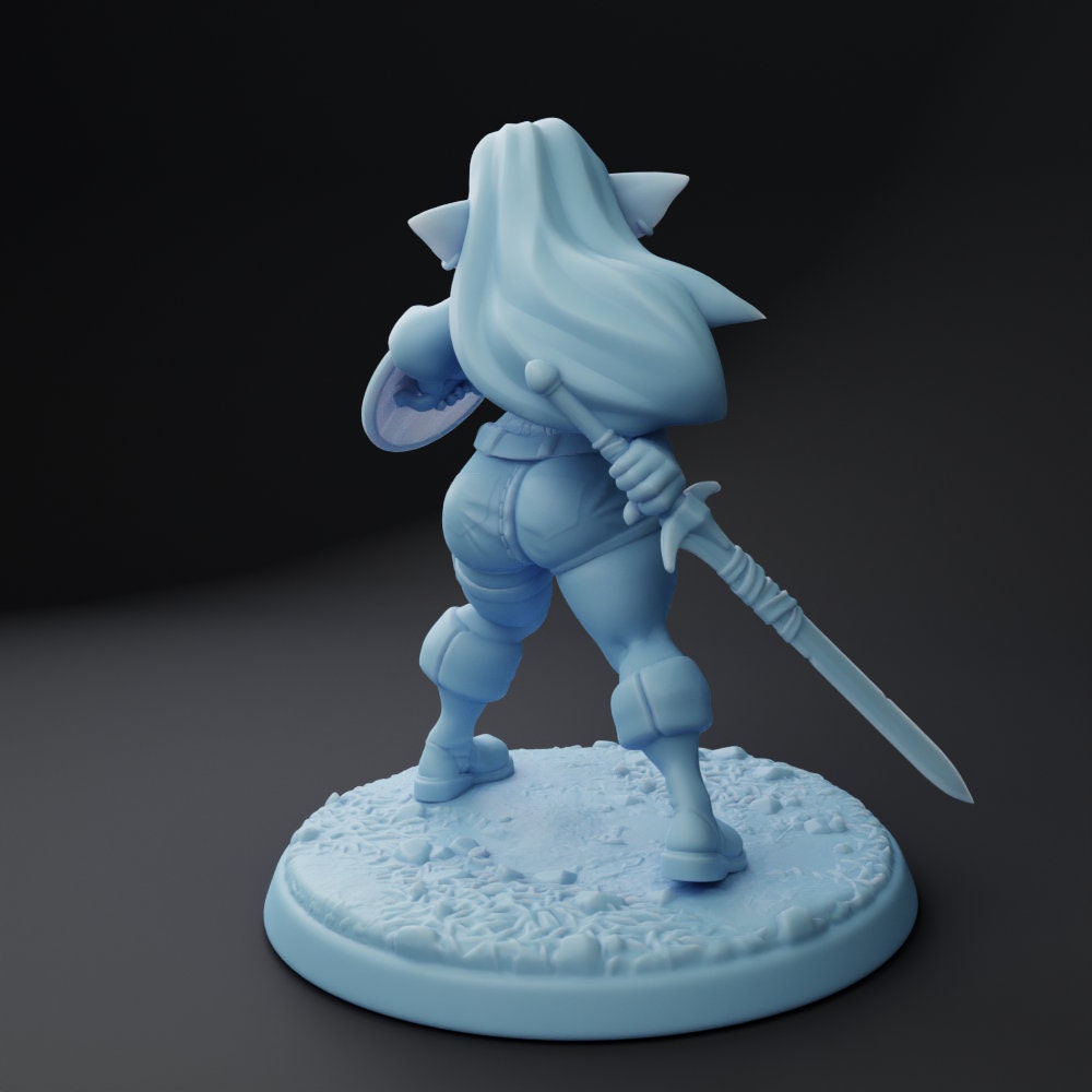 Female Goblin Warrior Miniature, Angy | Twin Goddess Miniatures | Tabletop RPG Miniature | Roleplaying 3D Printed Fantasy Mini - 3DPrintDen