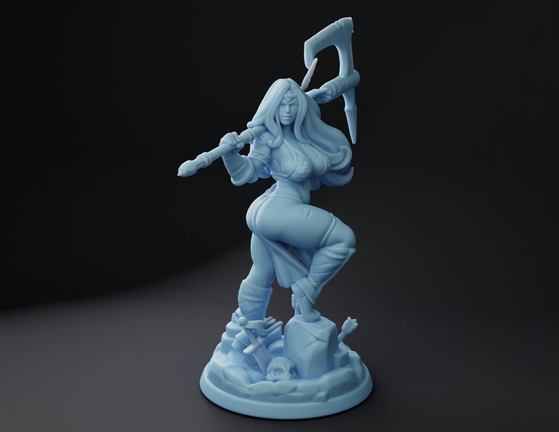 Female Barbarian Miniature, Thitania | Twin Goddess Miniatures | Tabletop RPG Miniature | Roleplaying 3D Printed Fantasy Mini - 3DPrintDen