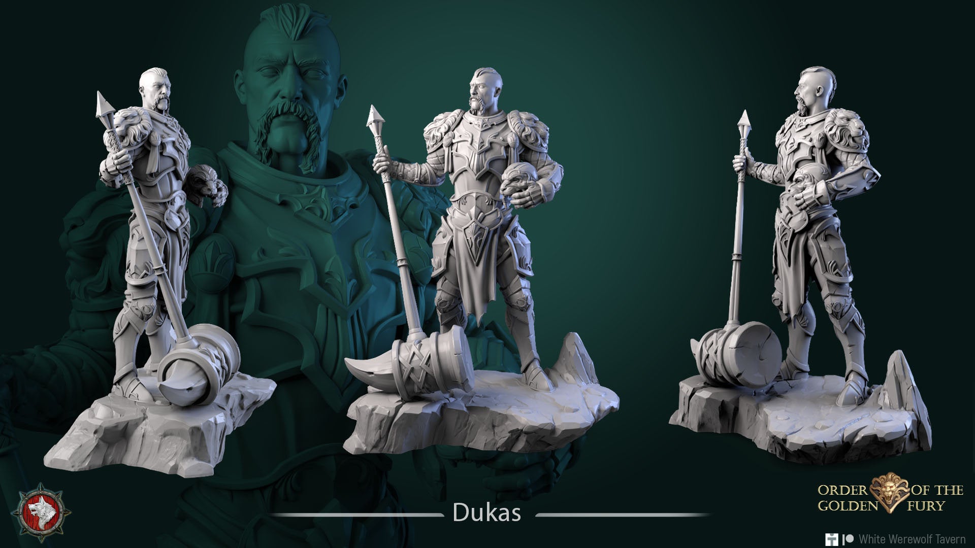 Fury Knight Miniature, Dukas | Tabletop RPG Miniature | White Werewolf Tavern | Roleplaying 3D Printed Fantasy Mini - 3DPrintDen