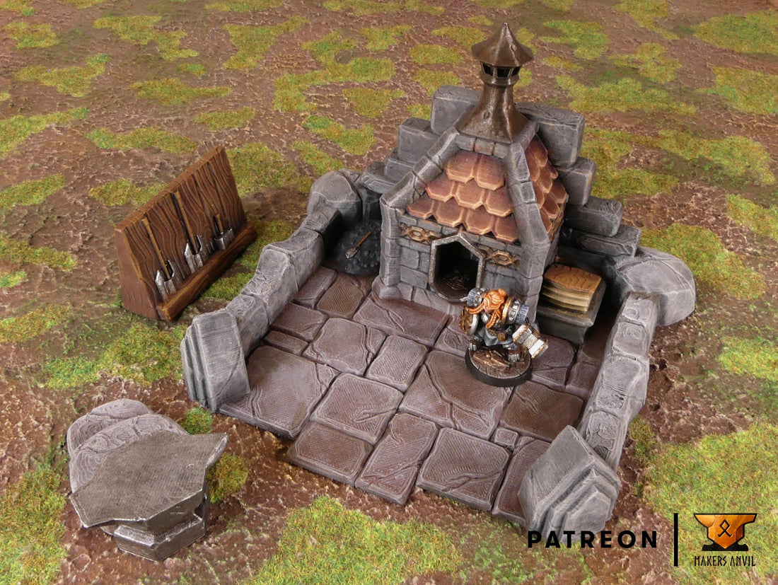 Dwarf Forge Terrain Scenery | Makers Anvil | Roleplaying 3D Printed Fantasy Scenery | Miniature Building Terrain TTRPG - 3DPrintDen