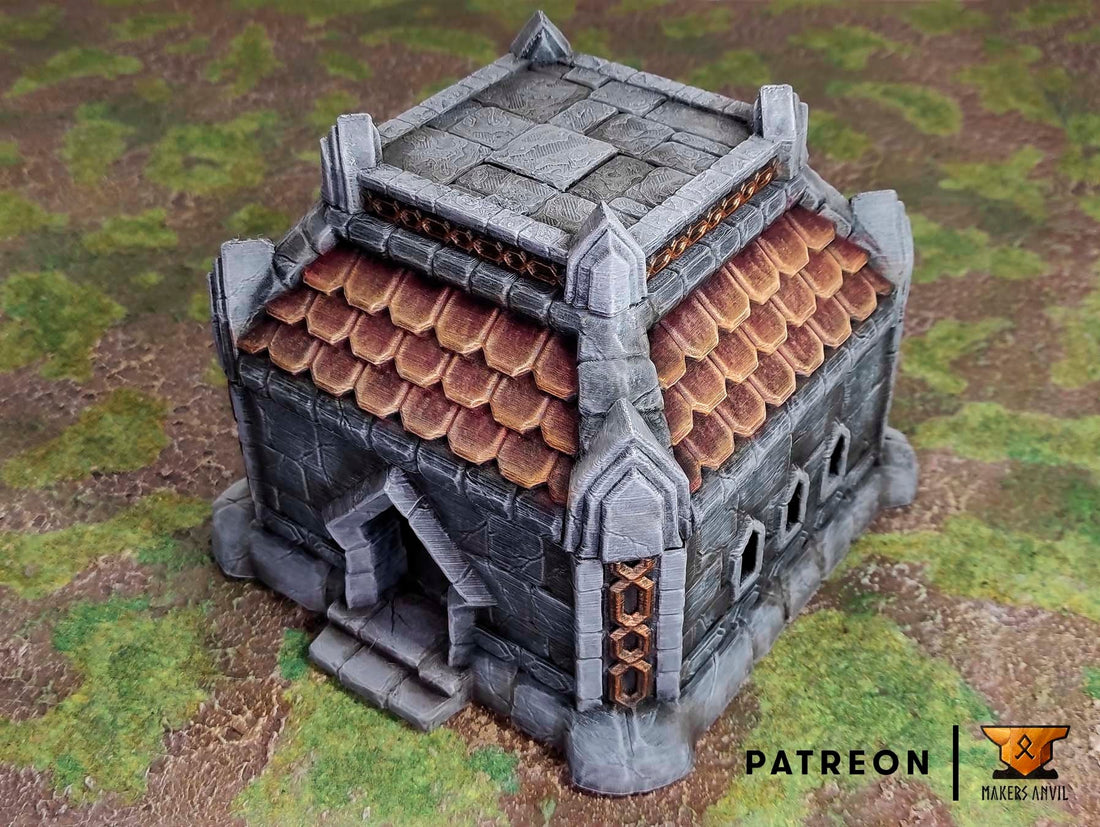 Dwarf House Terrain Scenery | Makers Anvil | Roleplaying 3D Printed Fantasy Scenery | Miniature Building Terrain TTRPG - 3DPrintDen