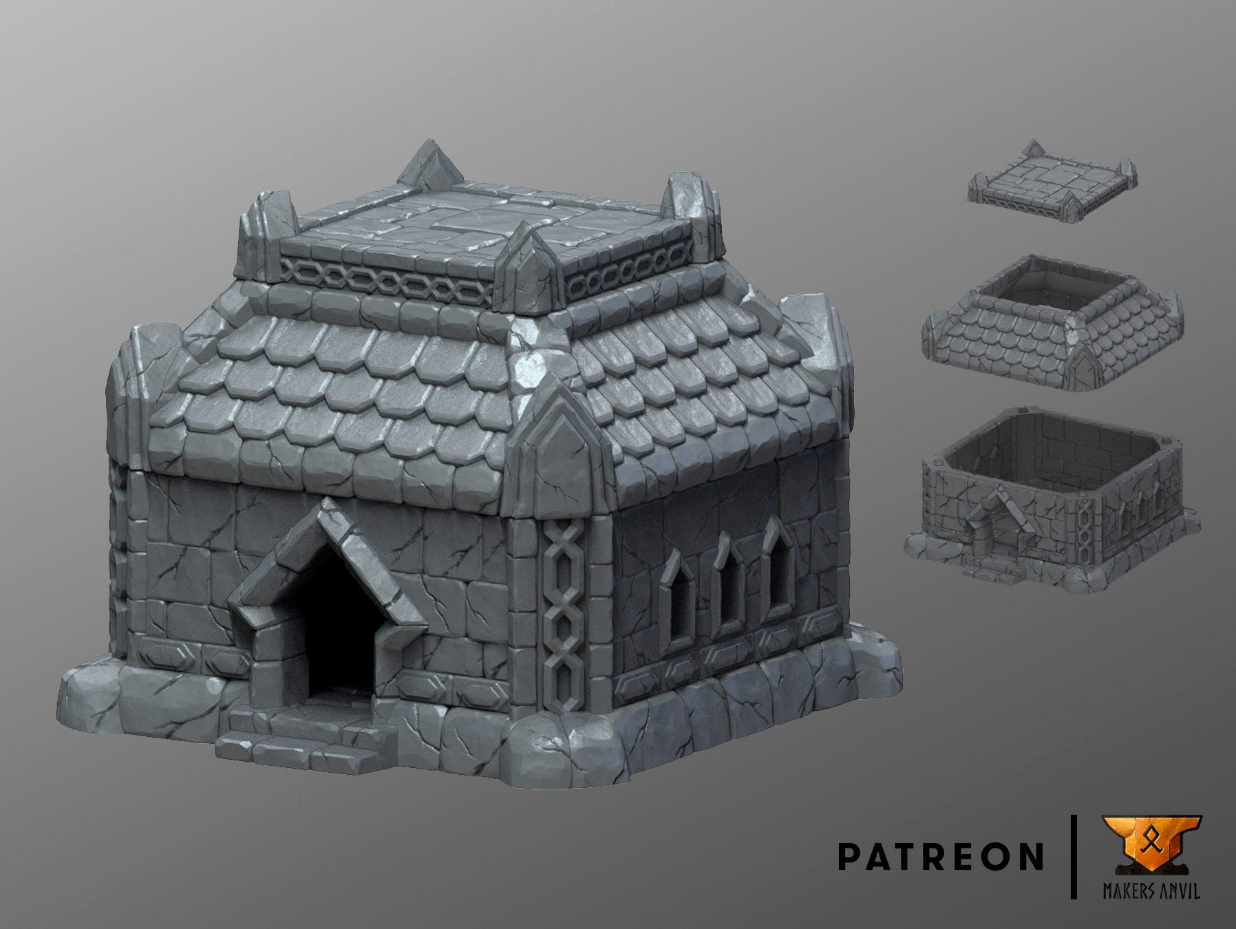 Dwarf House Terrain Scenery | Makers Anvil | Roleplaying 3D Printed Fantasy Scenery | Miniature Building Terrain TTRPG - 3DPrintDen