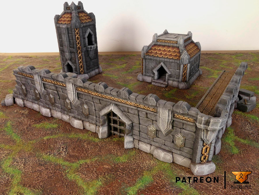 Dwarf Wall Modular Terrain Scenery | Makers Anvil | Roleplaying 3D Printed Fantasy Scenery | Miniature Building Terrain TTRPG - 3DPrintDen