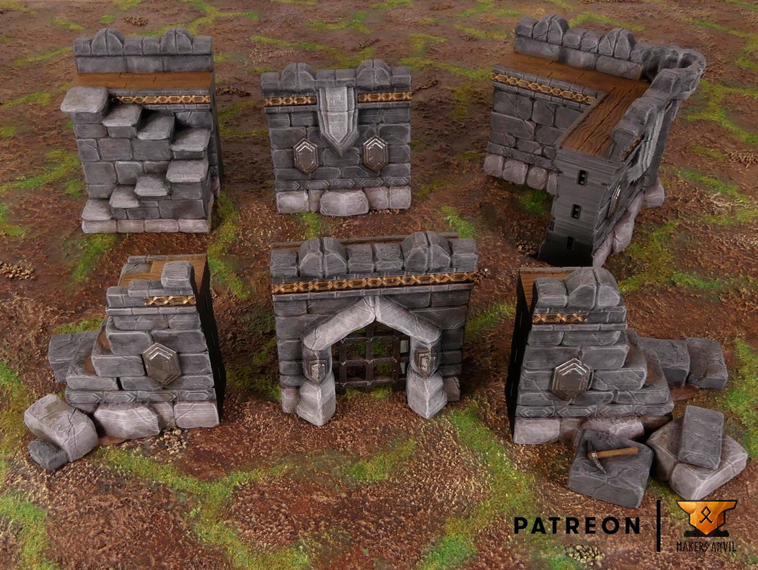 Dwarf Wall Modular Terrain Scenery | Makers Anvil | Roleplaying 3D Printed Fantasy Scenery | Miniature Building Terrain TTRPG - 3DPrintDen