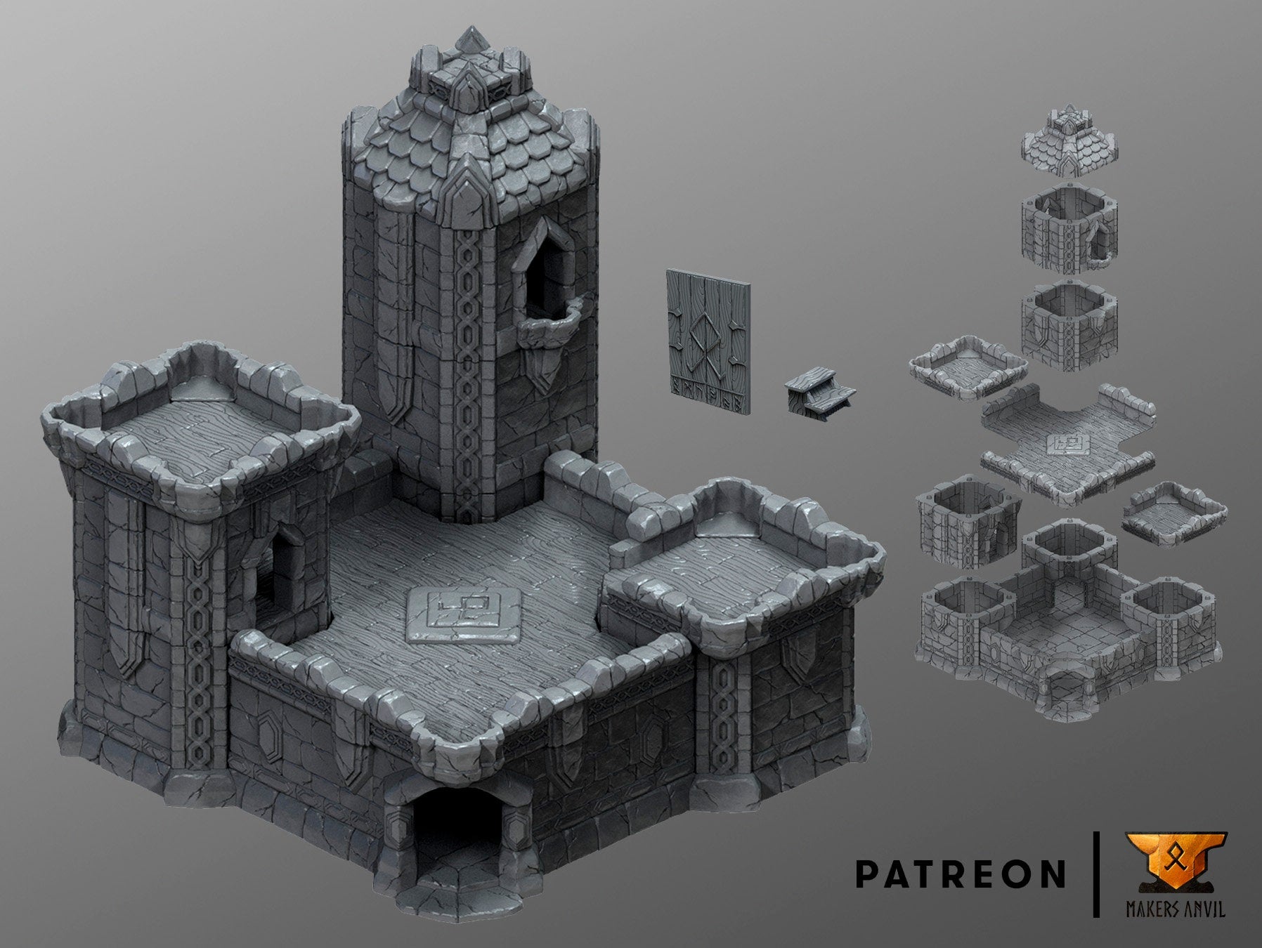 Dwarf Stronghold Terrain Scenery | Makers Anvil | Roleplaying 3D Printed Fantasy Scenery | Miniature Building Terrain TTRPG - 3DPrintDen