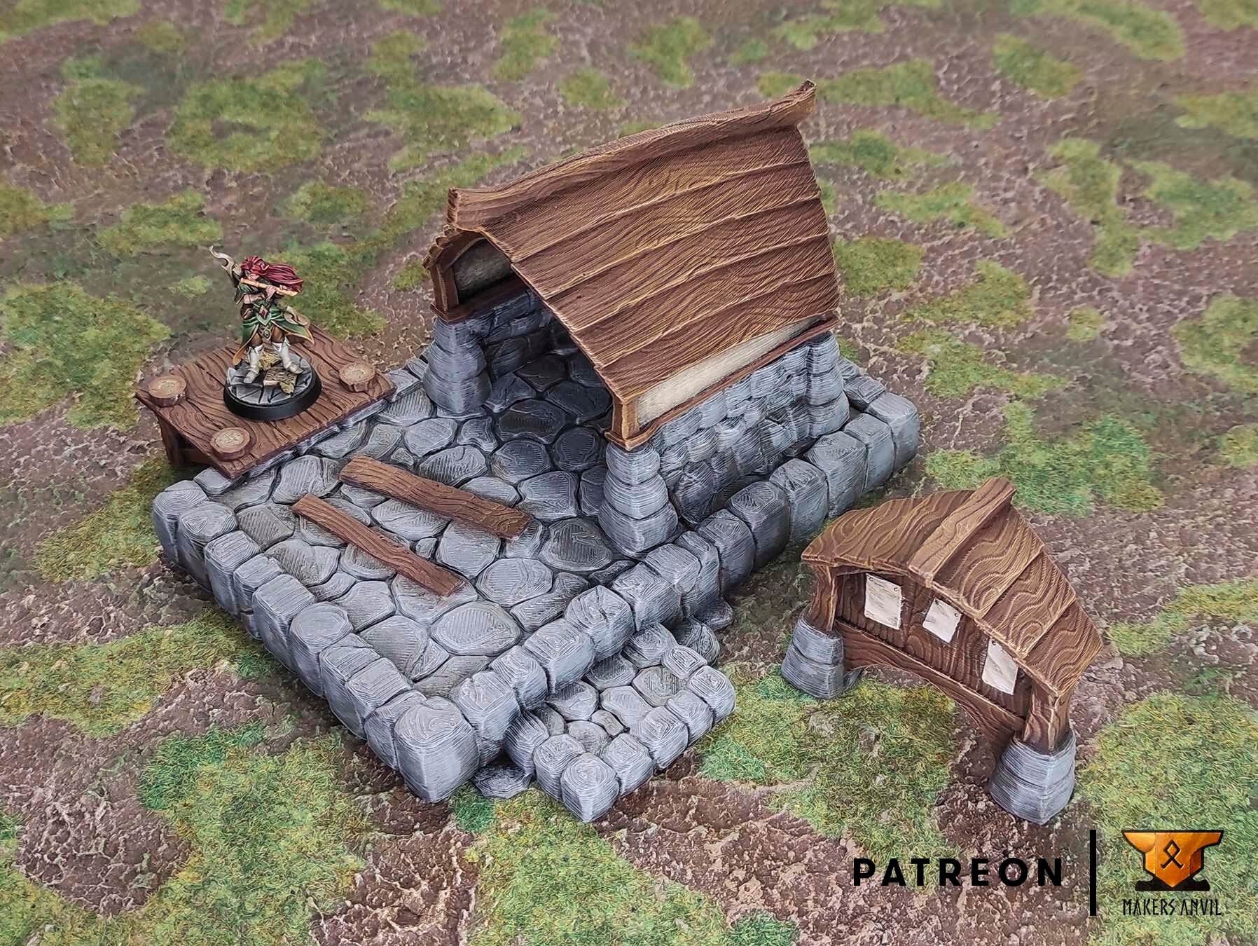 Fisherman Dock and Notice Board Terrain Scenery | Makers Anvil | Roleplaying 3D Printed Fantasy Scenery | Miniature Building Terrain TTRPG - 3DPrintDen