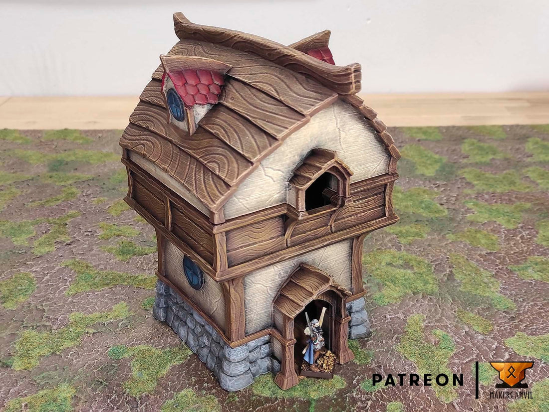 Fisherman House Terrain Scenery | Makers Anvil | Roleplaying 3D Printed Fantasy Scenery | Miniature Building Terrain TTRPG - 3DPrintDen