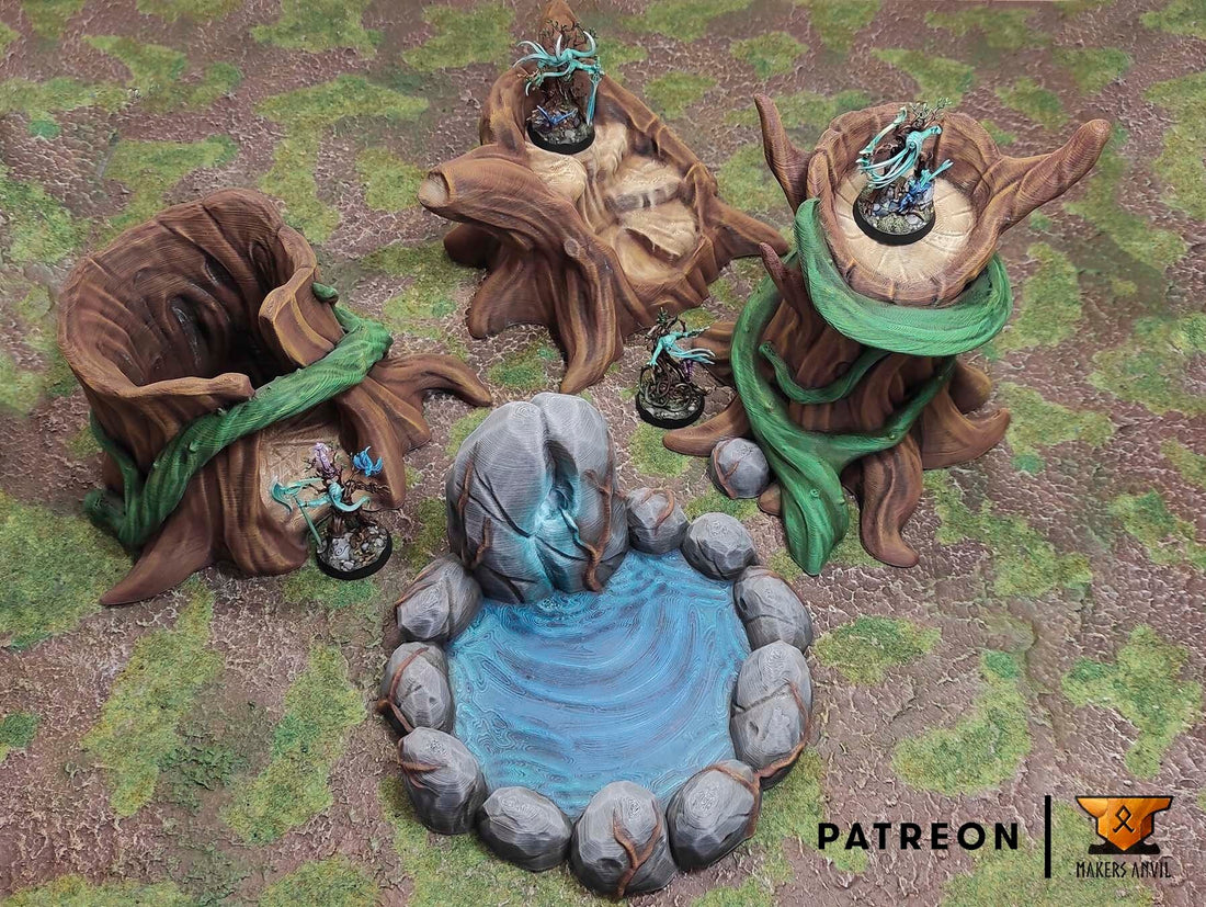 Magical Forest Set Terrain Scenery | Makers Anvil | Roleplaying 3D Printed Fantasy Scenery | Miniature Building Terrain TTRPG - 3DPrintDen