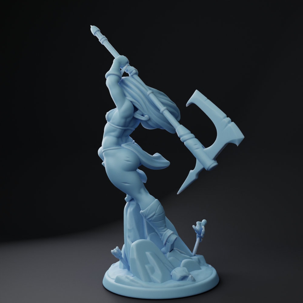 Female Barbarian Miniature, Thitania | Twin Goddess Miniatures | Tabletop RPG Miniature | Roleplaying 3D Printed Fantasy Mini - 3DPrintDen