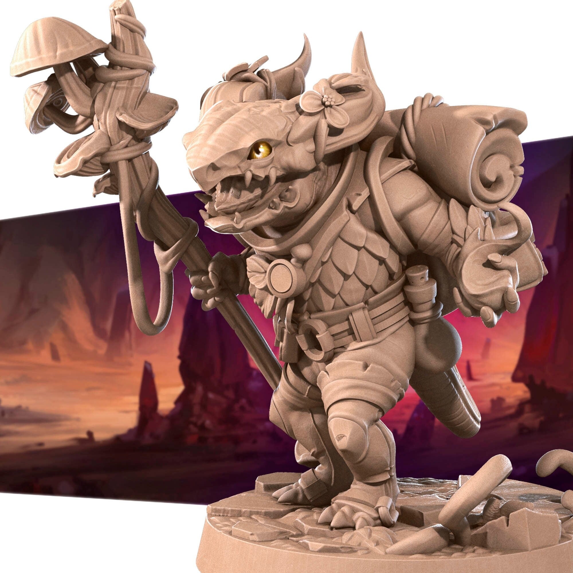 Kobold Druid Miniature | Tabletop RPG Miniature | Bite the Bullet | Roleplaying 3D Printed Fantasy Mini - 3DPrintDen