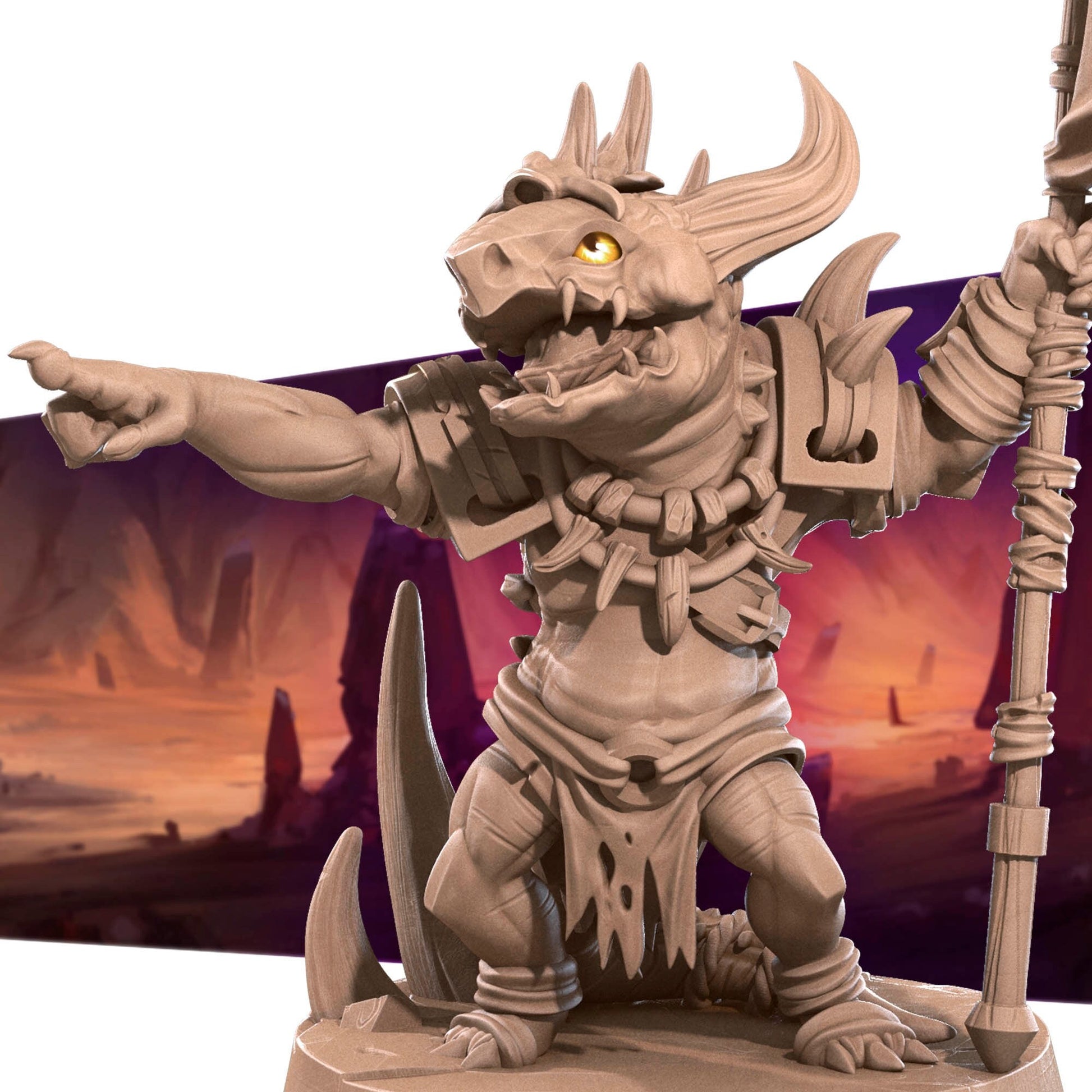 Kobold Chief Miniature | Tabletop RPG Miniature | Bite the Bullet | Roleplaying 3D Printed Fantasy Mini - 3DPrintDen