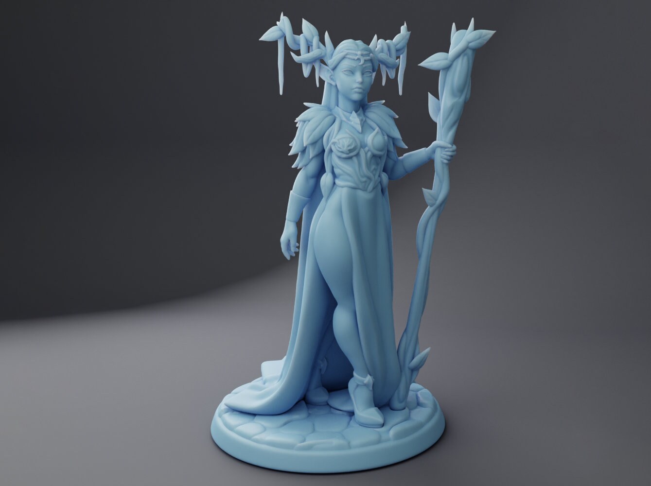 Elf Queen Miniature | Twin Goddess Miniatures | Tabletop RPG Miniature | Roleplaying 3D Printed Fantasy Mini - 3DPrintDen