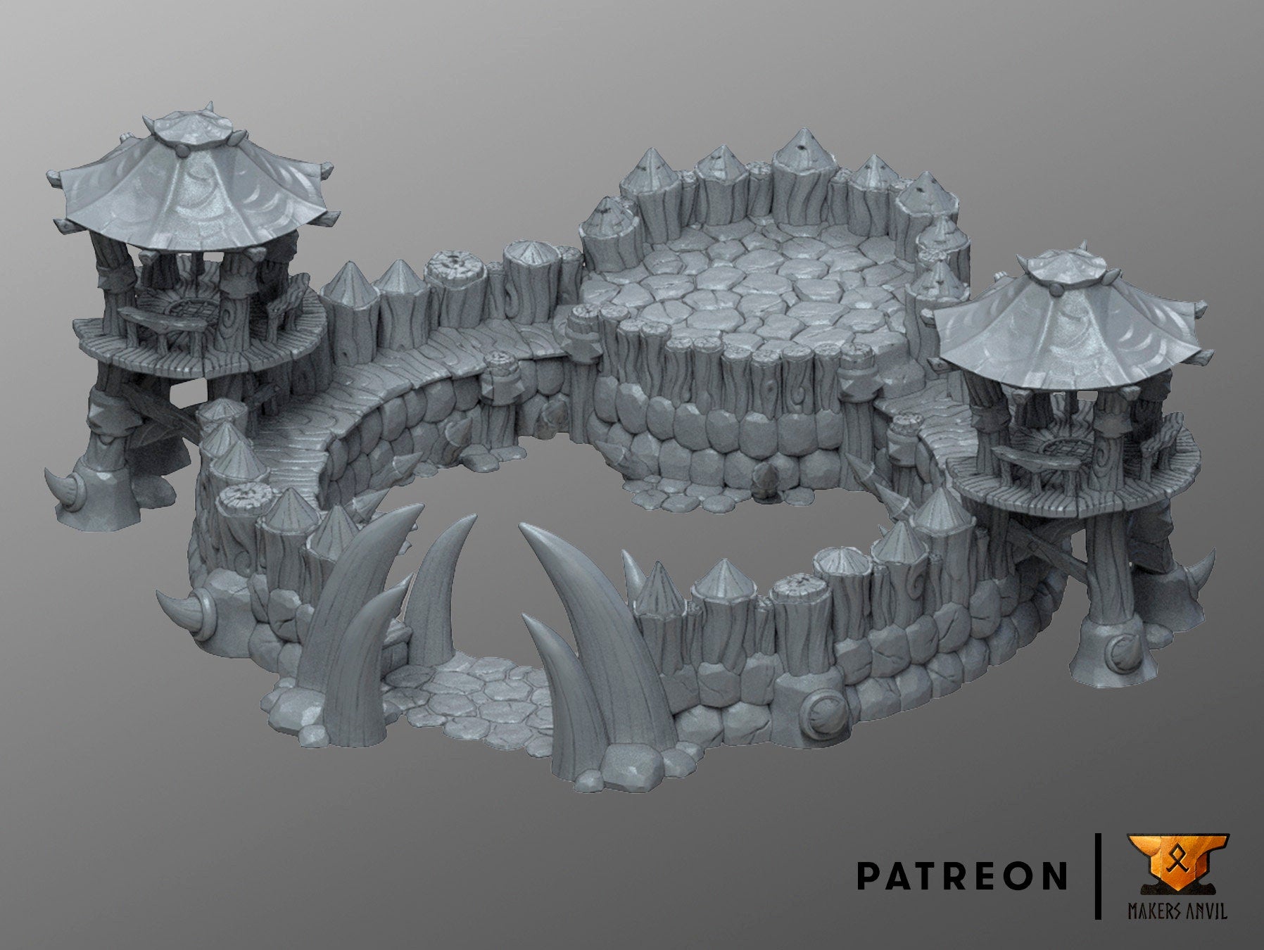 Orc Arena Camp Terrain Scenery | Makers Anvil | Roleplaying 3D Printed Fantasy Scenery | Miniature Building Terrain TTRPG - 3DPrintDen