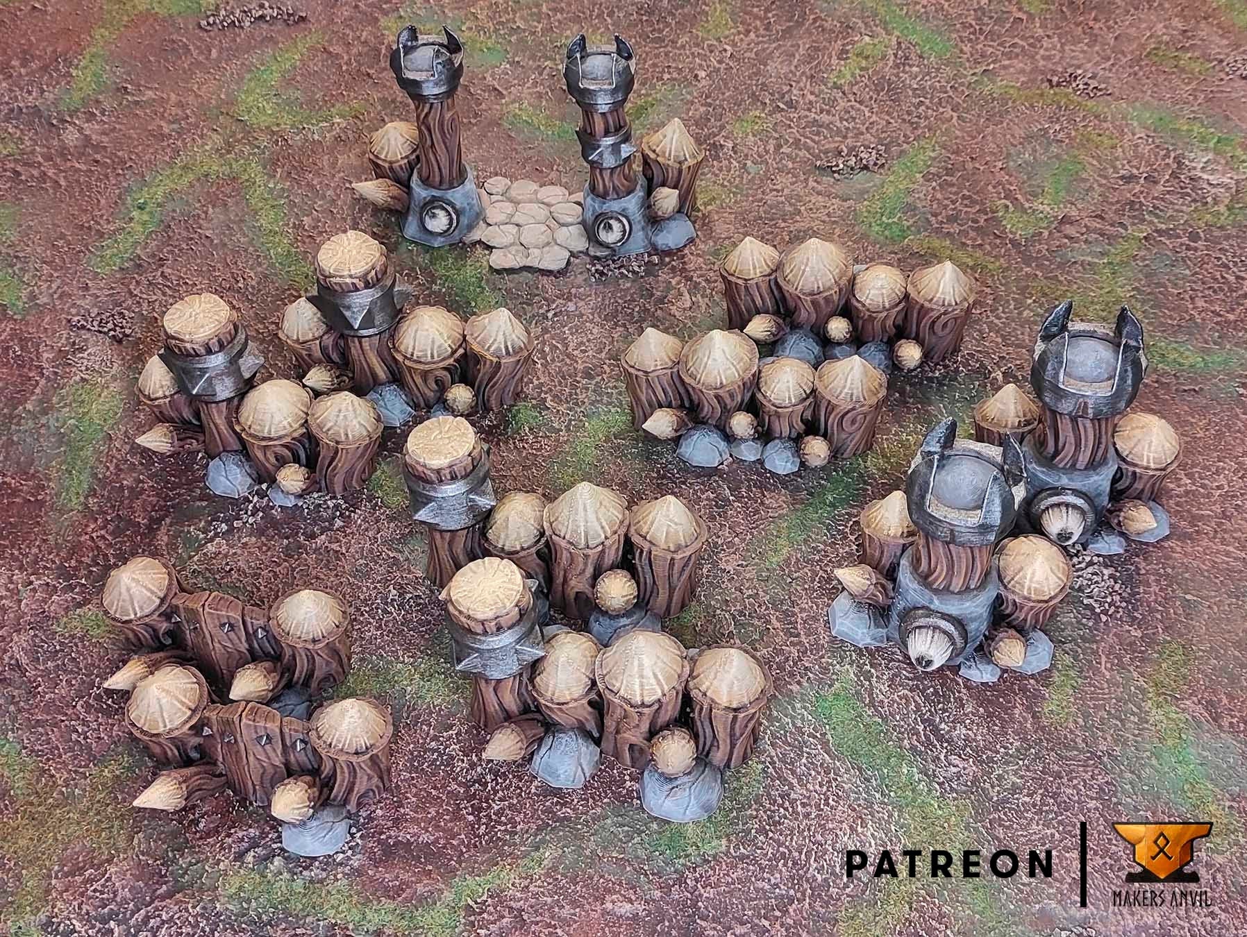 Orc Barricades Terrain Scenery | Makers Anvil | Roleplaying 3D Printed Fantasy Scenery | Miniature Building Terrain TTRPG - 3DPrintDen