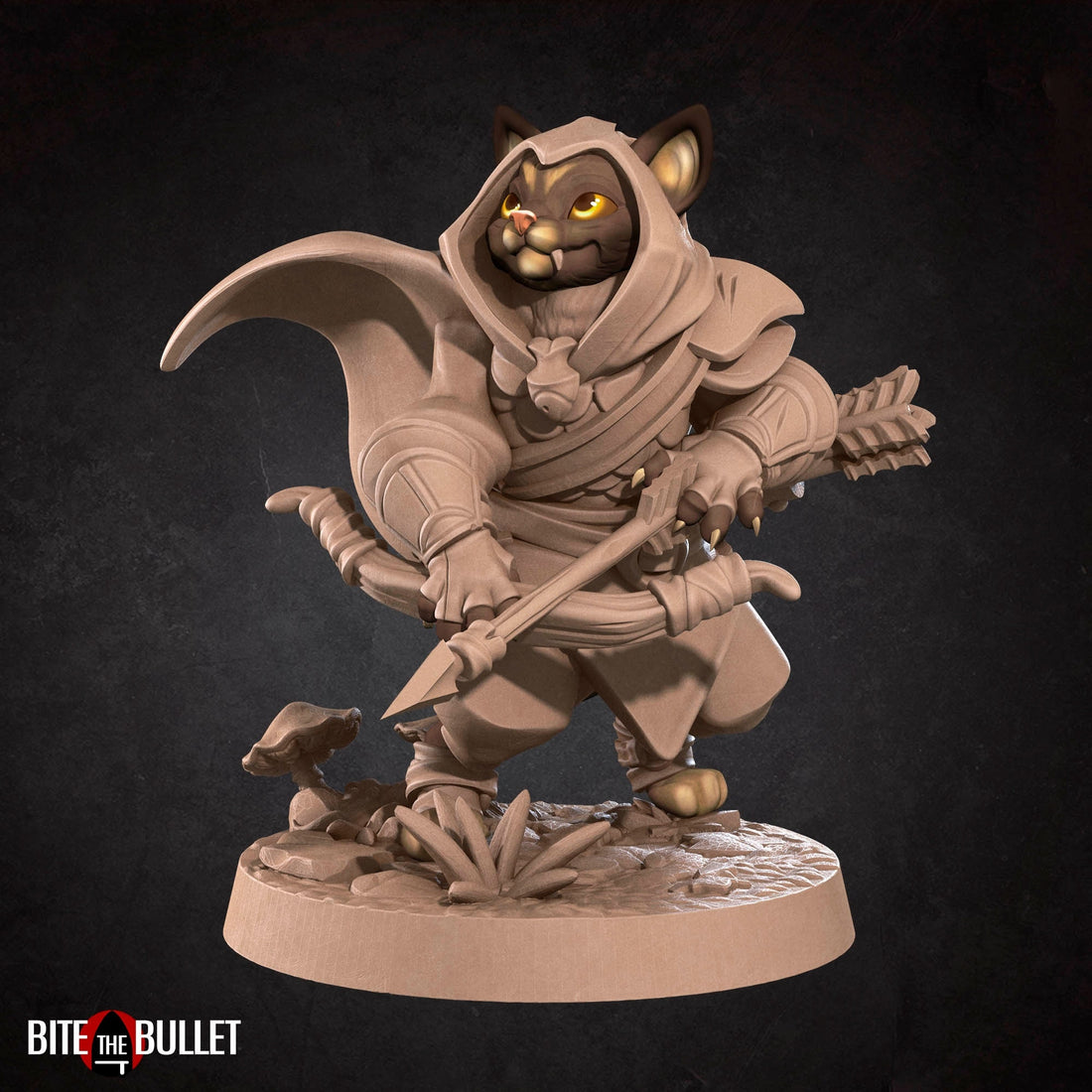 Catfolk Ranger Miniature | Tabletop RPG Miniature | Bite the Bullet | Roleplaying 3D Printed Fantasy Mini - 3DPrintDen