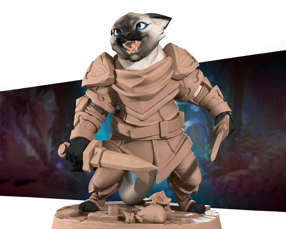 Catfolk Rogue Miniature | Tabletop RPG Miniature | Bite the Bullet | Roleplaying 3D Printed Fantasy Mini - 3DPrintDen