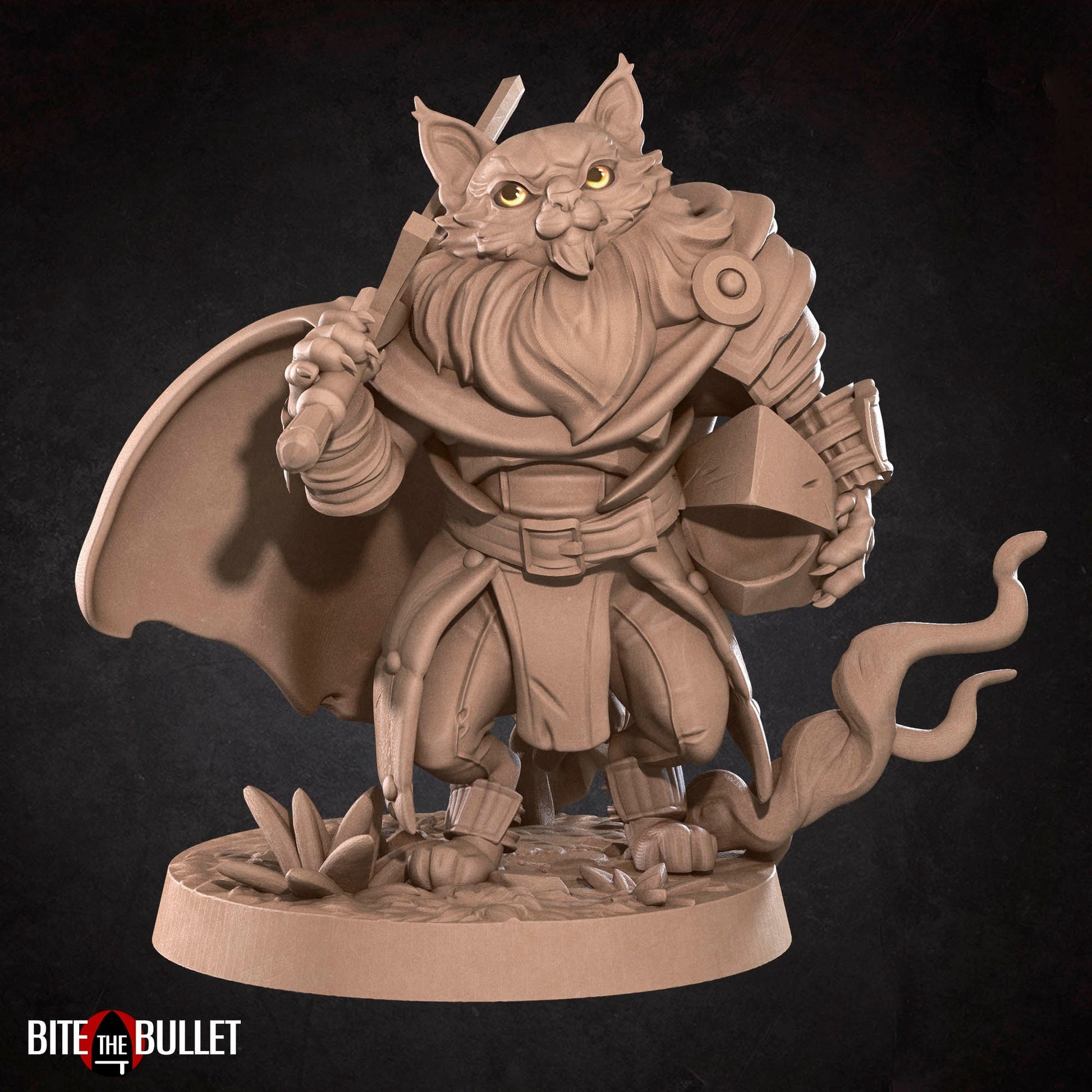 Catfolk Warrior Miniature | Tabletop RPG Miniature | Bite the Bullet | Roleplaying 3D Printed Fantasy Mini - 3DPrintDen