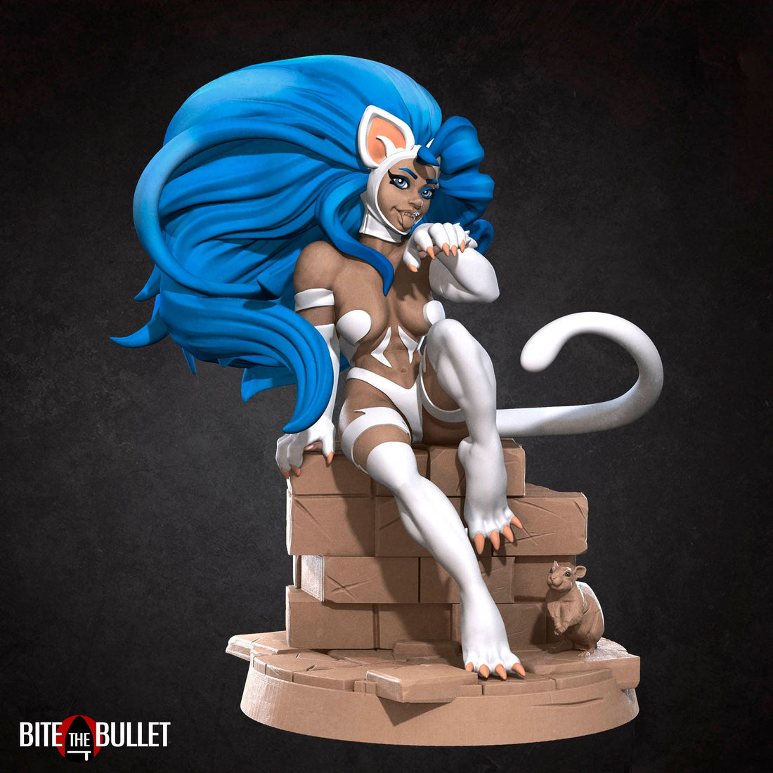 Cat Woman Miniature, Catia | Tabletop RPG Miniature | Bite the Bullet | Roleplaying 3D Printed Fantasy Mini - 3DPrintDen