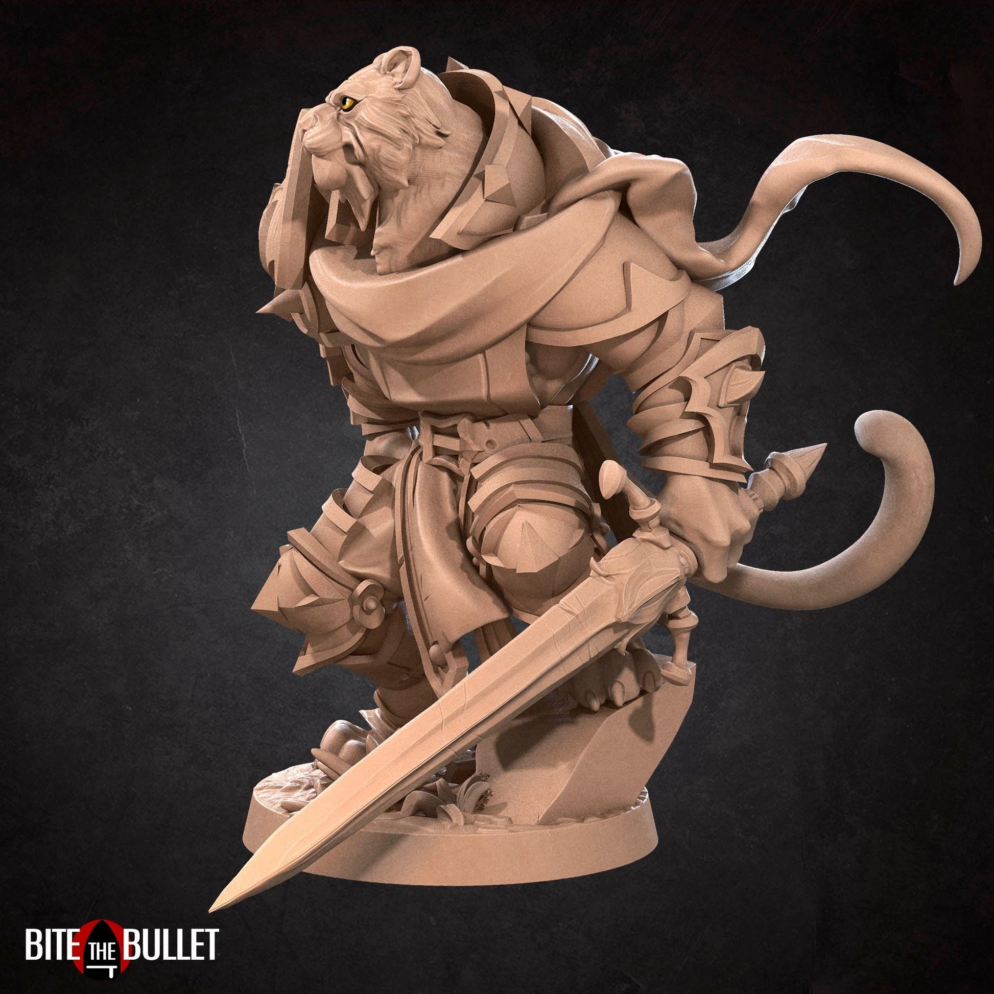 Tabaxi Paladin Miniature | Tabletop RPG Miniature | Bite the Bullet | Roleplaying 3D Printed Fantasy Mini - 3DPrintDen