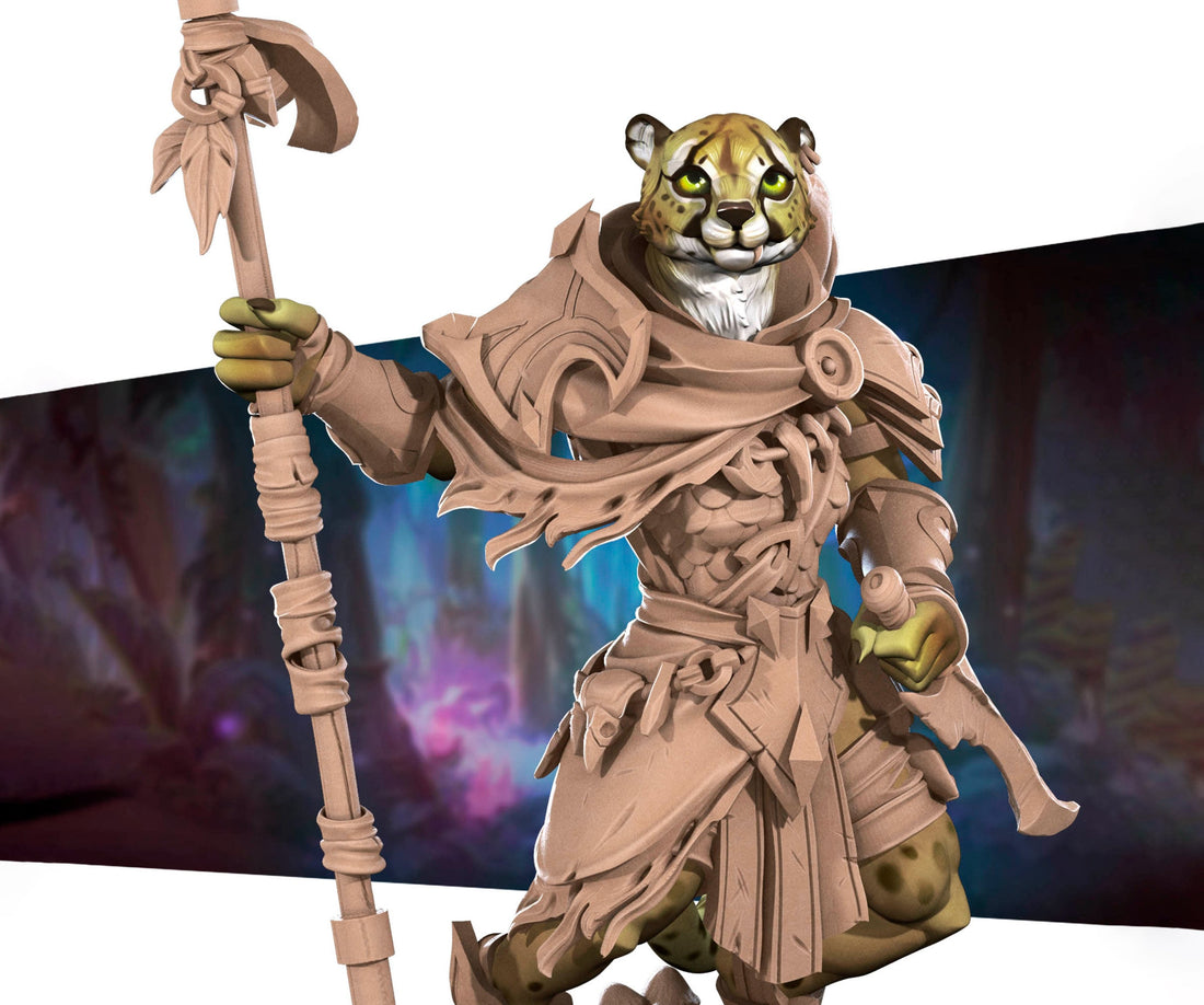 Tabaxi Ranger Miniature | Tabletop RPG Miniature | Bite the Bullet | Roleplaying 3D Printed Fantasy Mini - 3DPrintDen