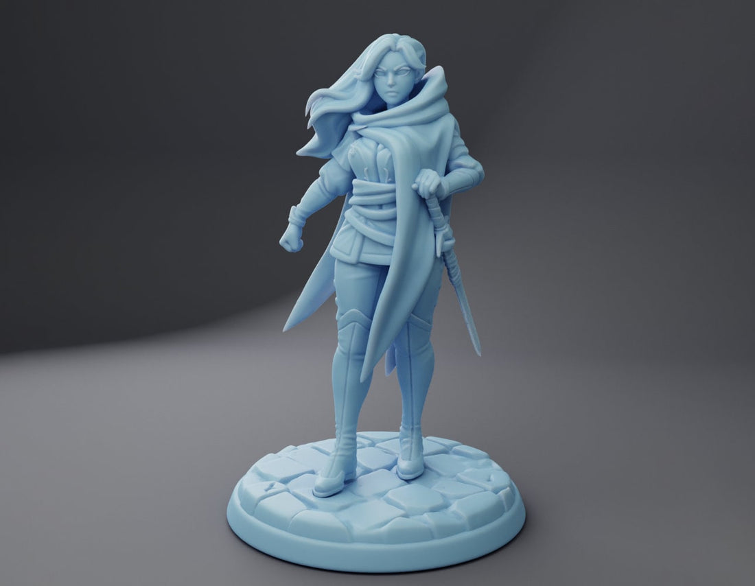 Female Guard Miniature, Synpheena | Twin Goddess Miniatures | Tabletop RPG Miniature | Roleplaying 3D Printed Fantasy Mini - 3DPrintDen