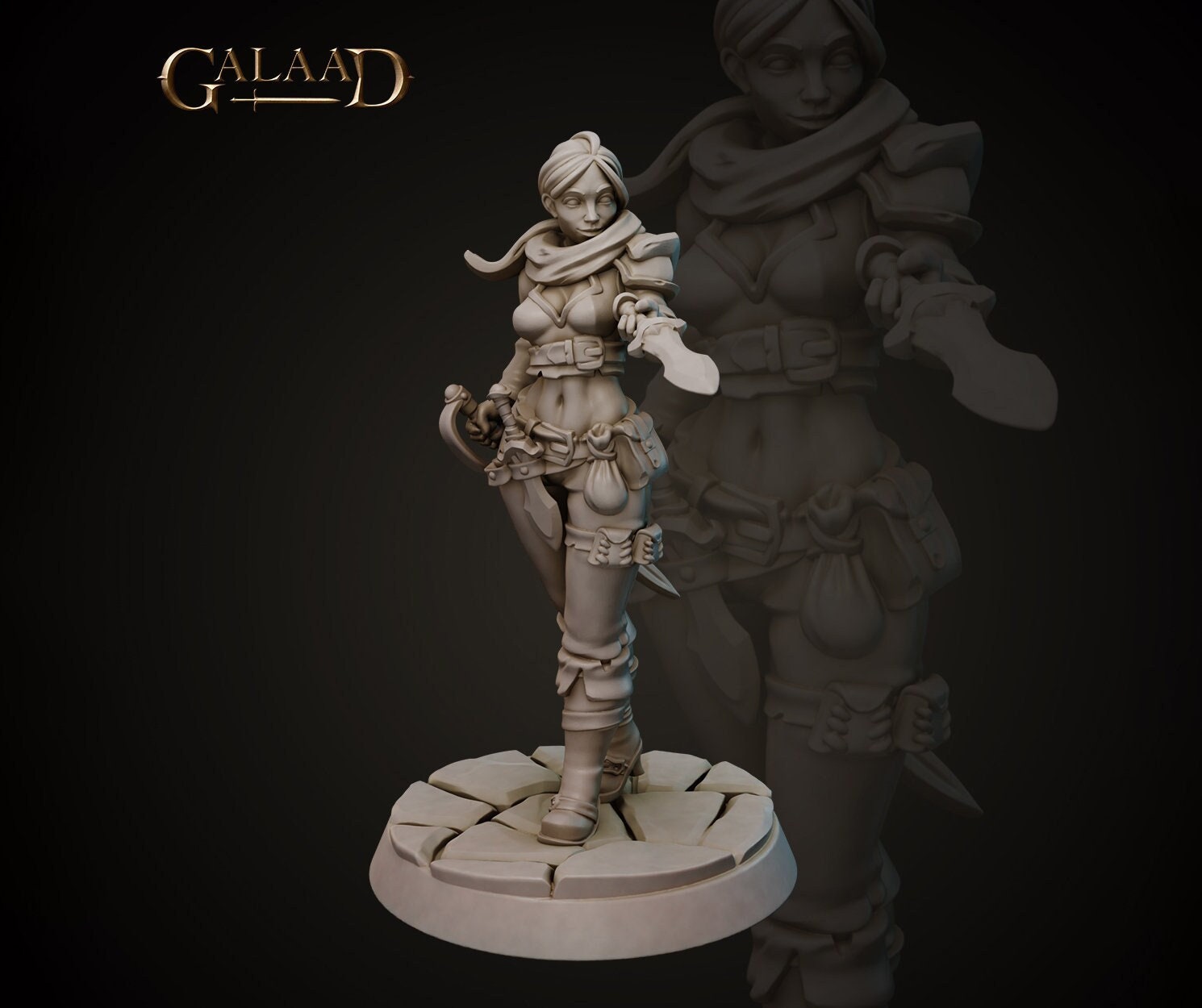 Female Bandit Miniature | Tabletop RPG Miniature | Galaad Miniatures | Roleplaying 3D Printed Fantasy Mini - 3DPrintDen